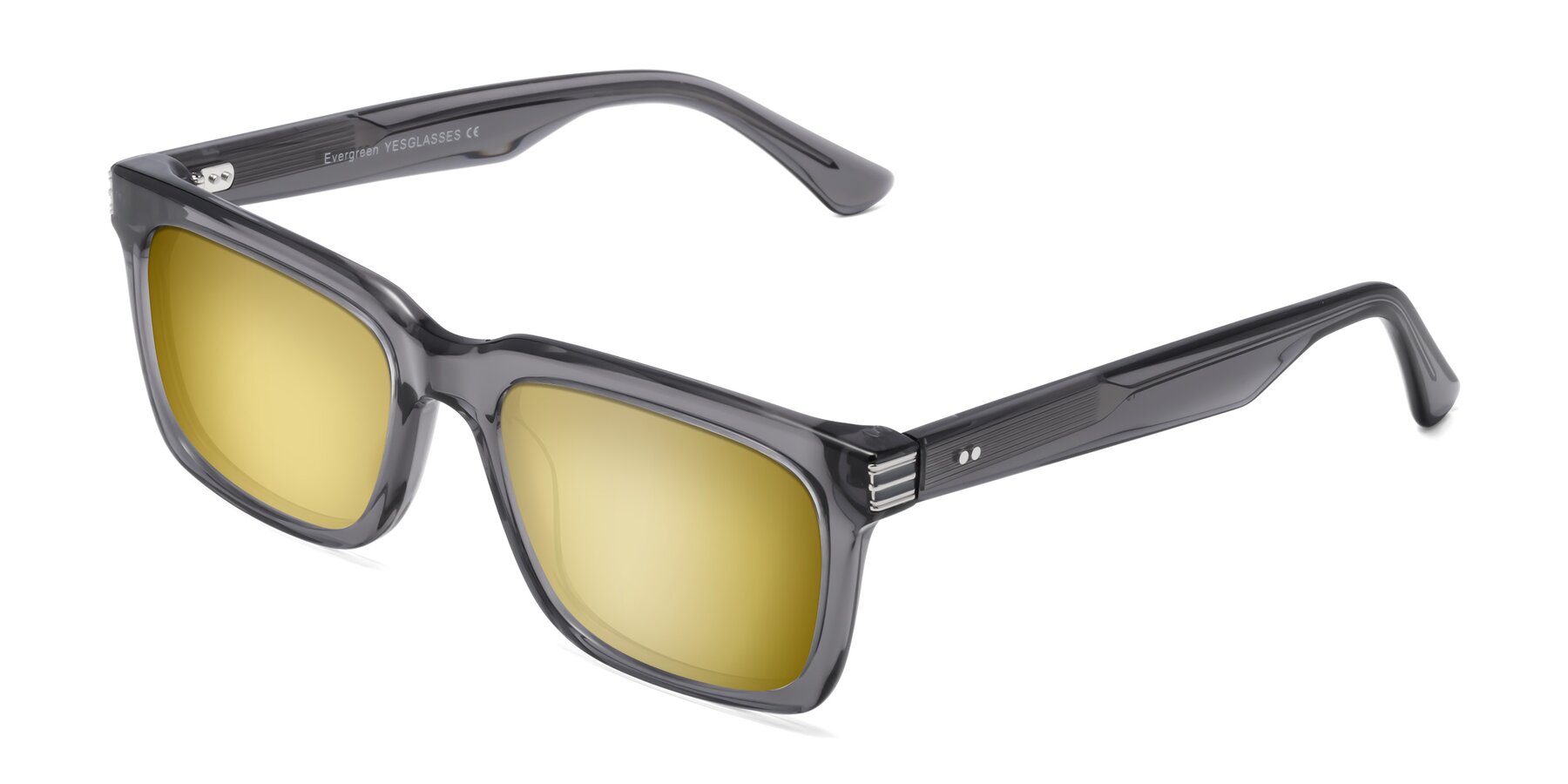 Angle of Evergreen in Transparent Gray with Gold Mirrored Lenses