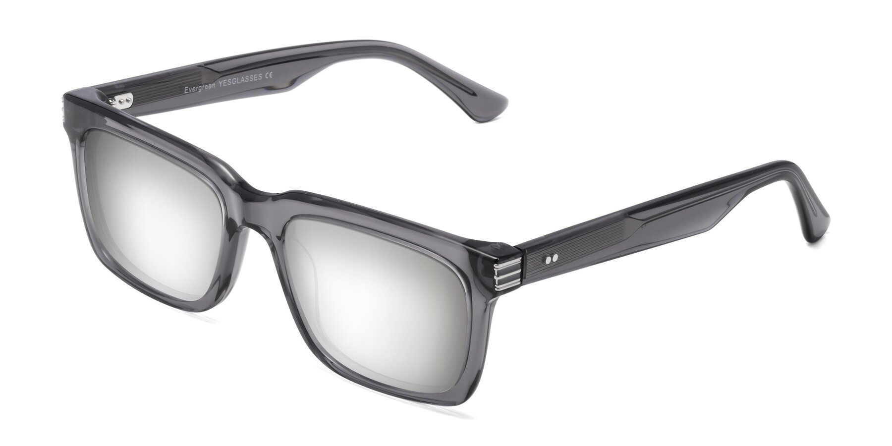 Angle of Evergreen in Transparent Gray with Silver Mirrored Lenses