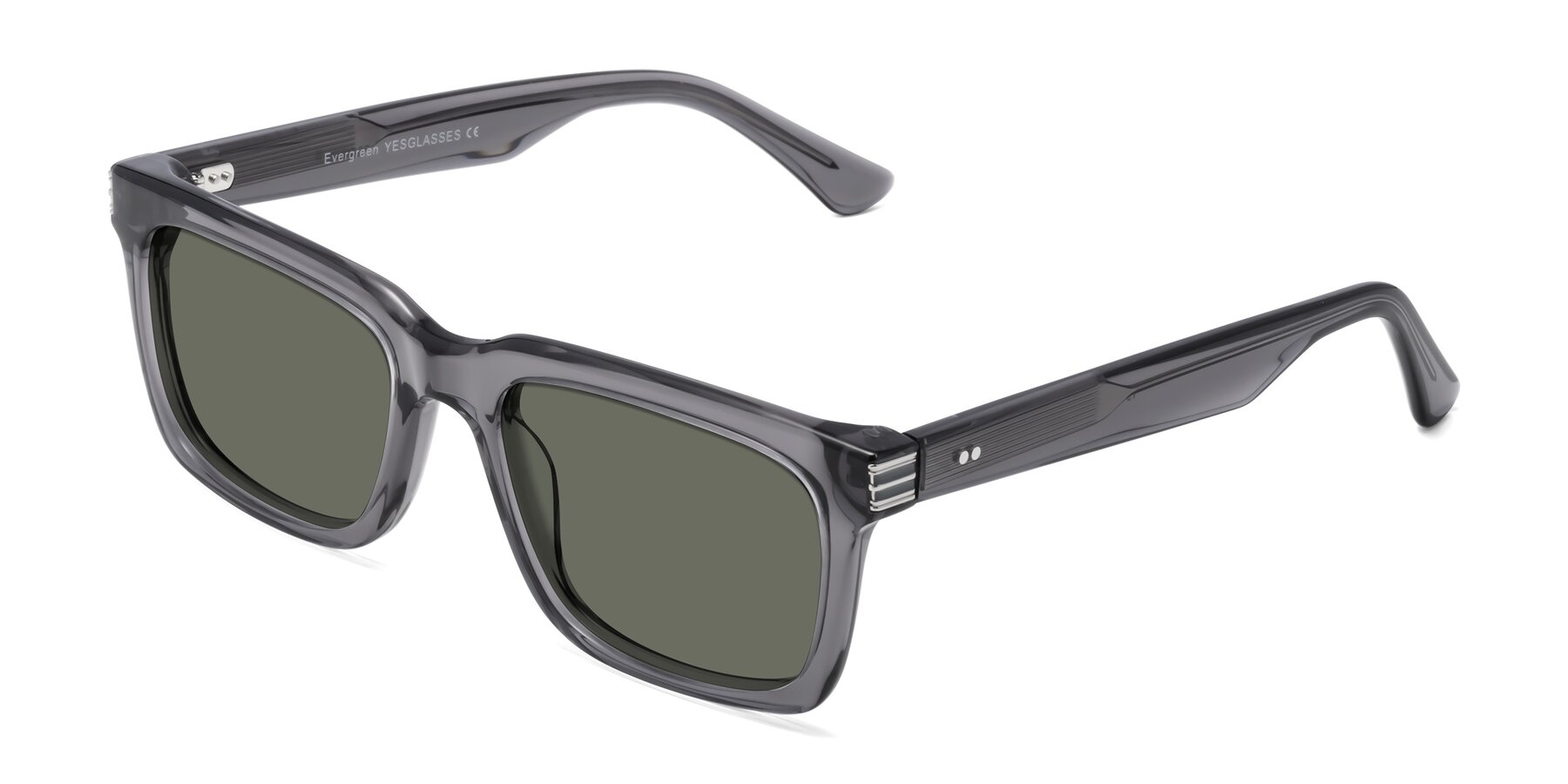 Angle of Evergreen in Transparent Gray with Gray Polarized Lenses