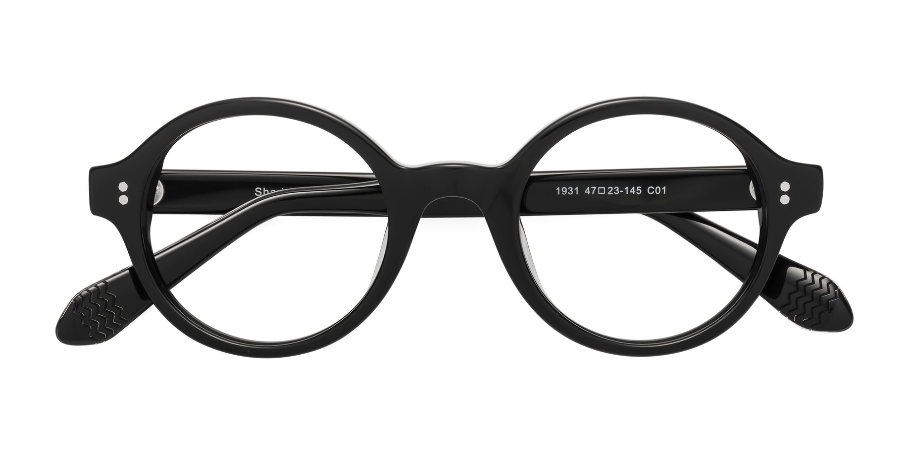 Folded Front of Shari in Black with Clear Reading Eyeglass Lenses