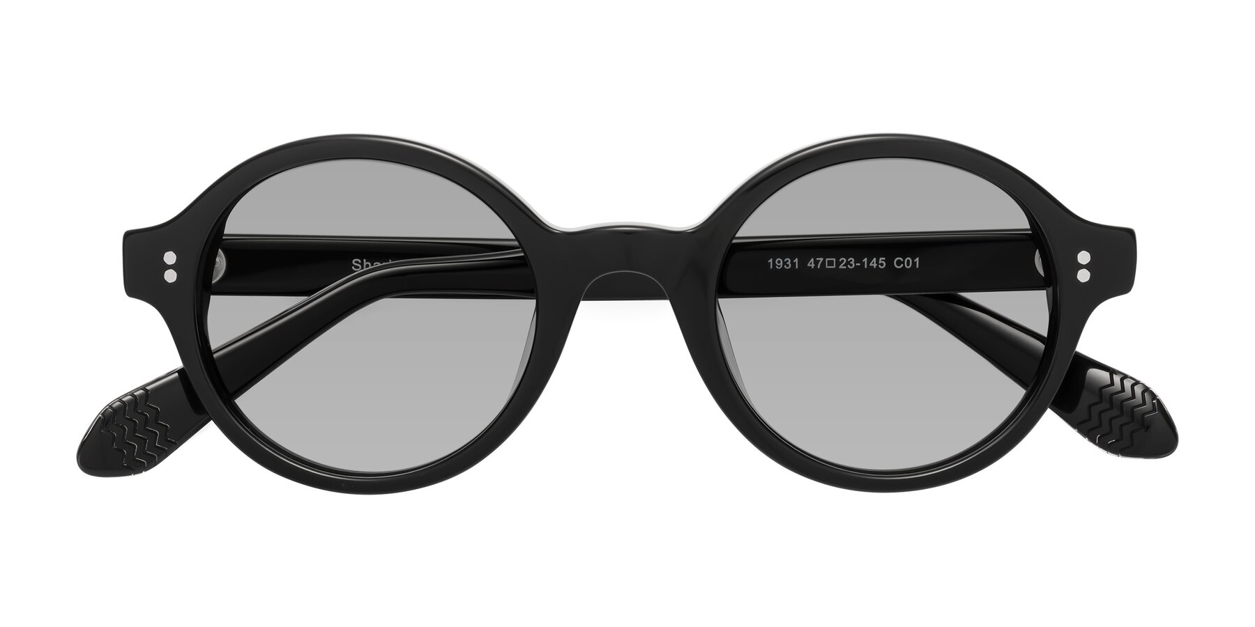 Folded Front of Shari in Black with Light Gray Tinted Lenses