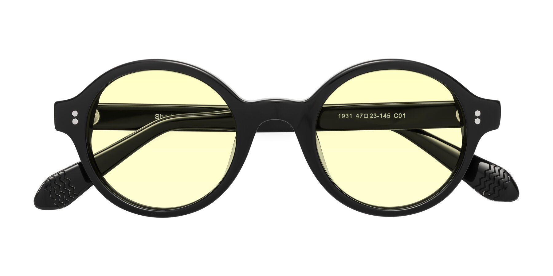 Folded Front of Shari in Black with Light Yellow Tinted Lenses