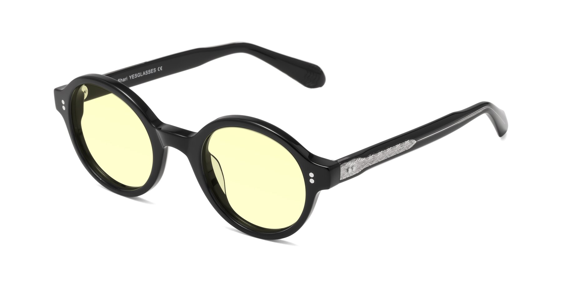 Angle of Shari in Black with Light Yellow Tinted Lenses