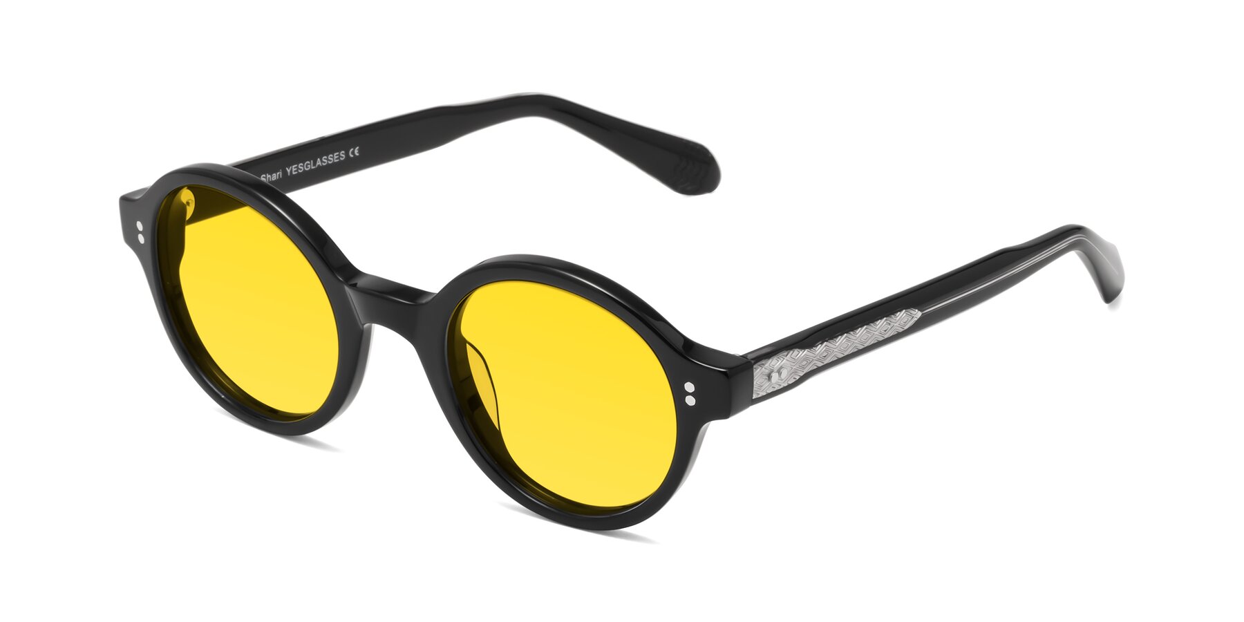 Angle of Shari in Black with Yellow Tinted Lenses