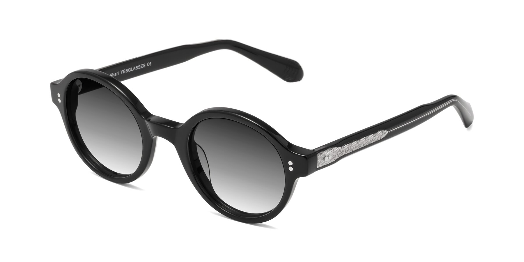 Angle of Shari in Black with Gray Gradient Lenses