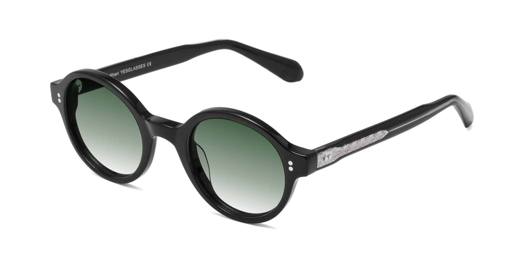 Angle of Shari in Black with Green Gradient Lenses