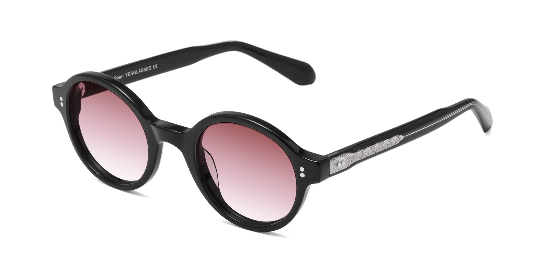 Angle of Shari in Black with Garnet Gradient Lenses