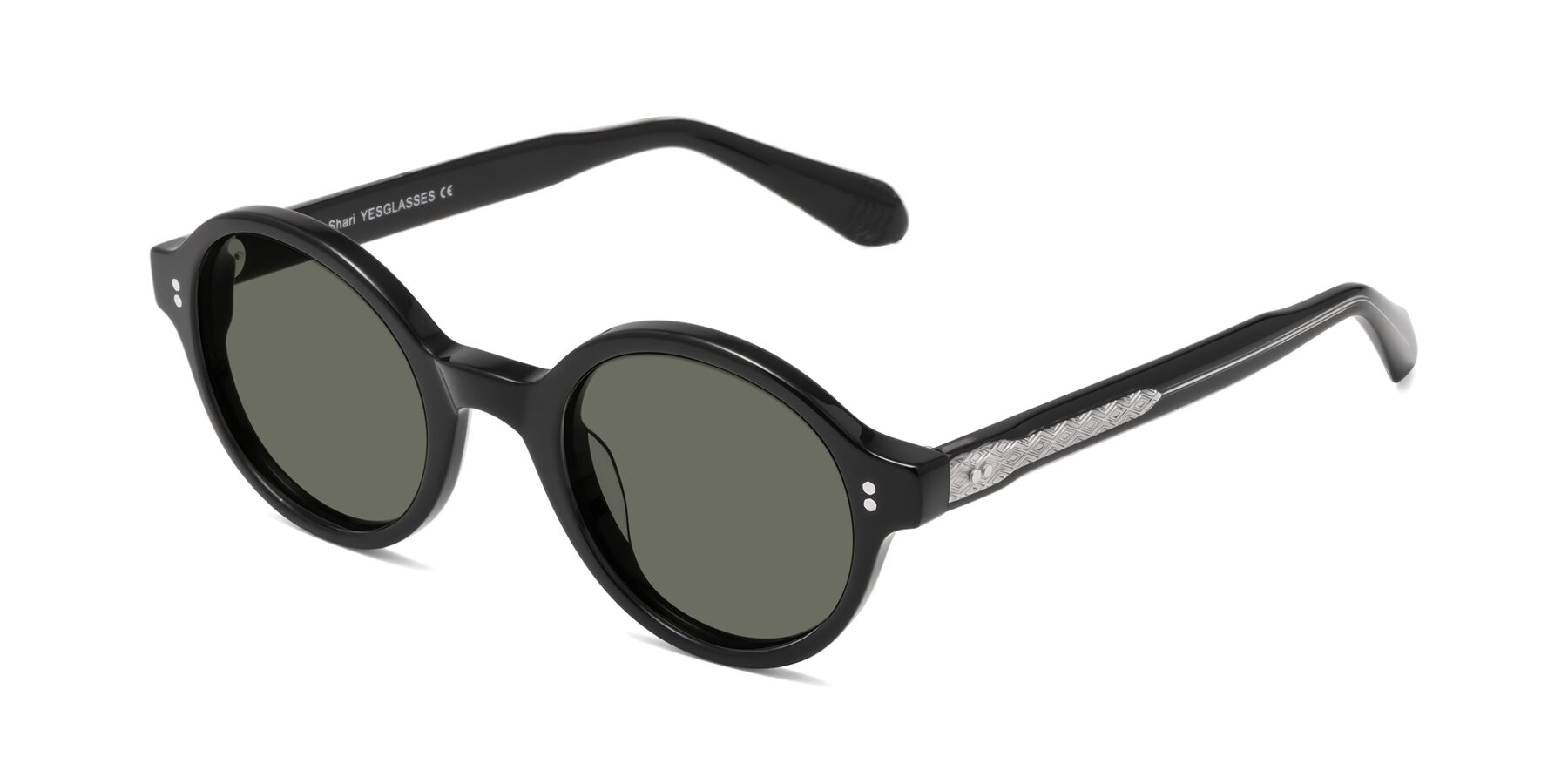 Angle of Shari in Black with Gray Polarized Lenses