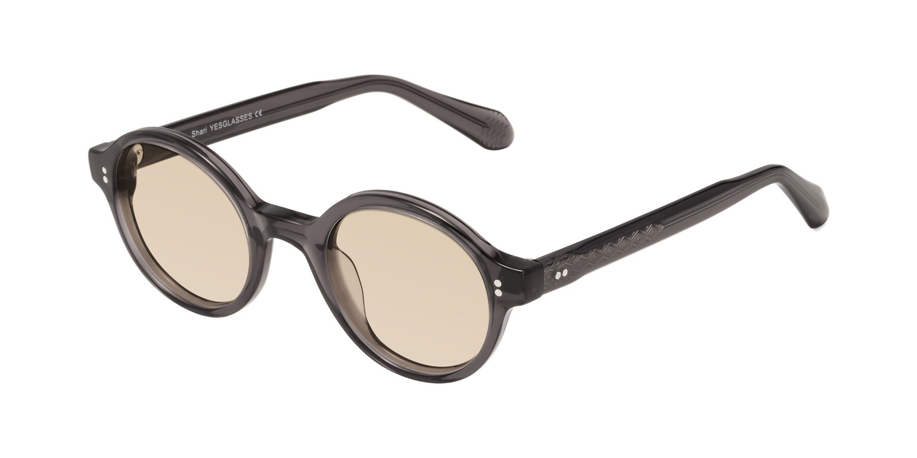 Angle of Shari in Dark Gray with Light Brown Tinted Lenses