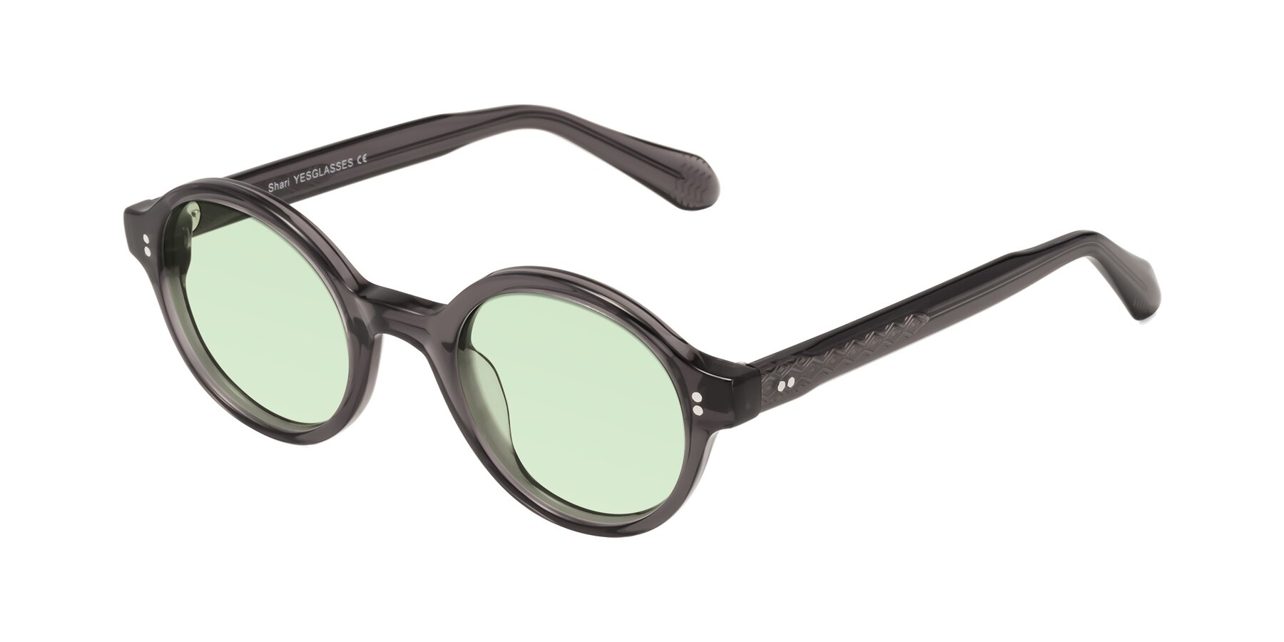 Angle of Shari in Dark Gray with Light Green Tinted Lenses