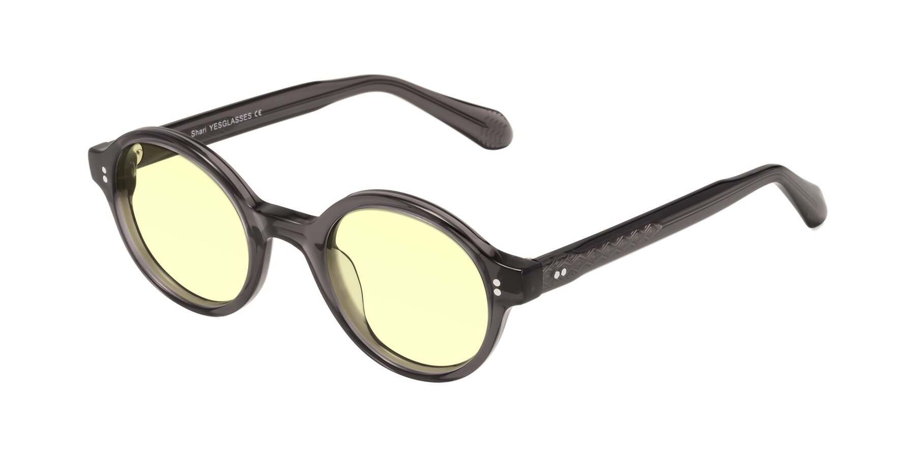 Angle of Shari in Dark Gray with Light Yellow Tinted Lenses