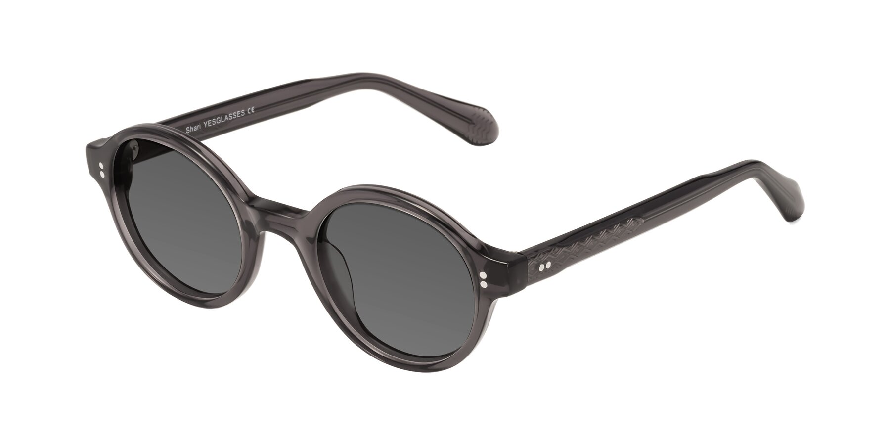 Angle of Shari in Dark Gray with Medium Gray Tinted Lenses