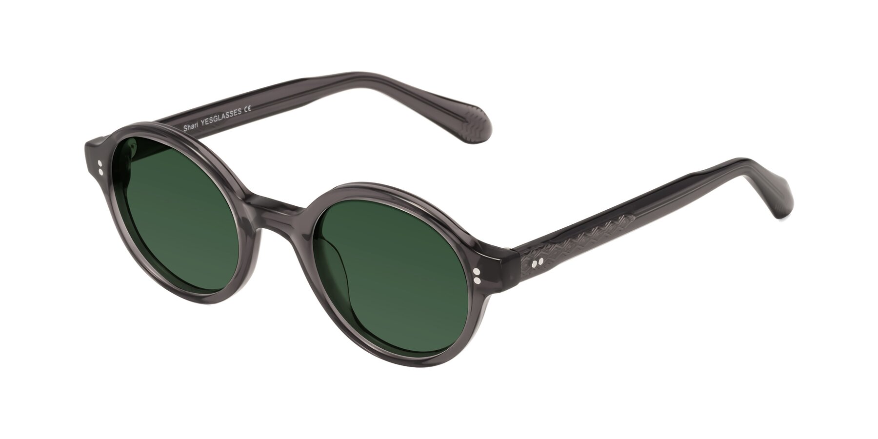 Angle of Shari in Dark Gray with Green Tinted Lenses