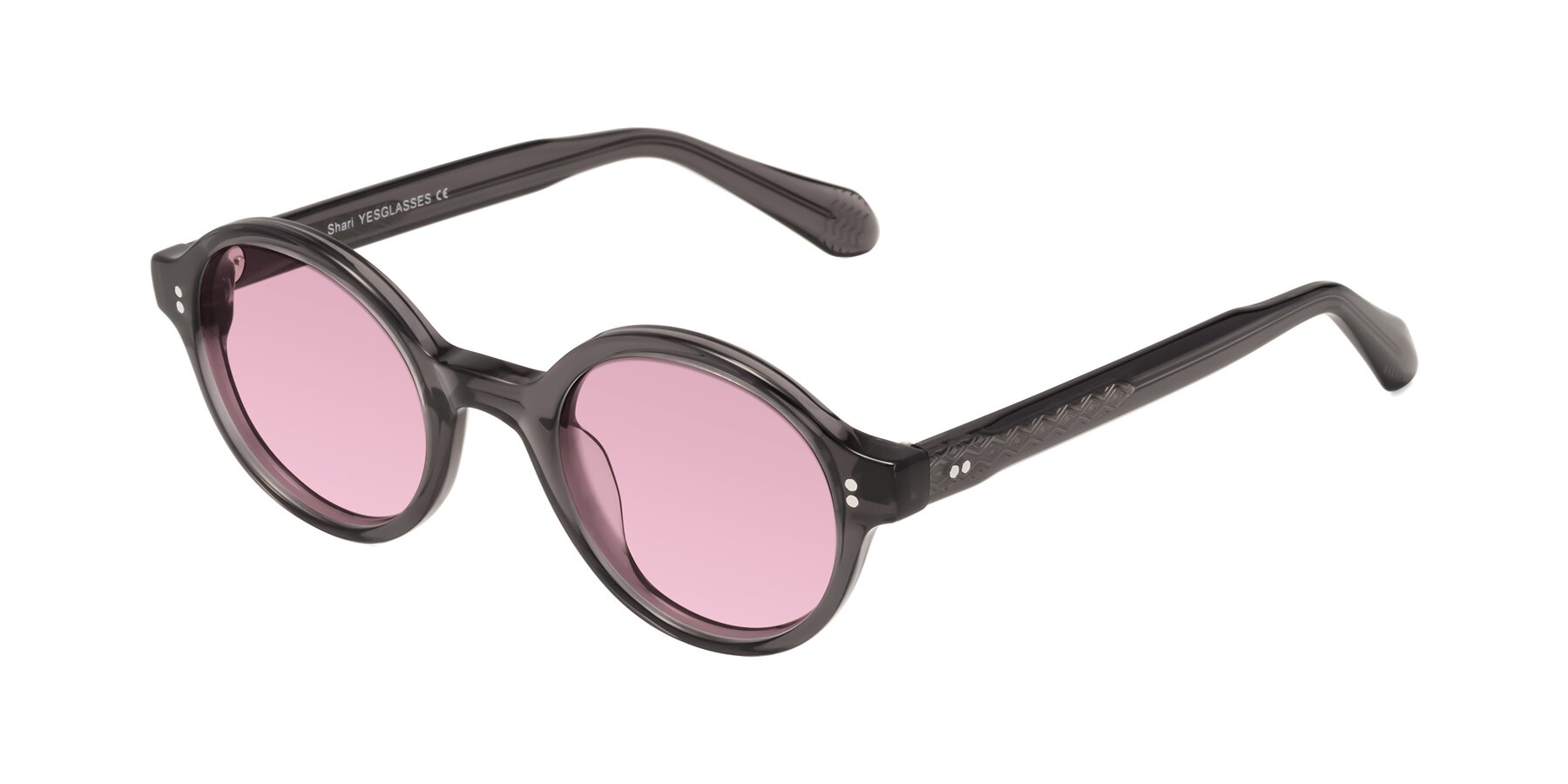 Angle of Shari in Dark Gray with Light Wine Tinted Lenses