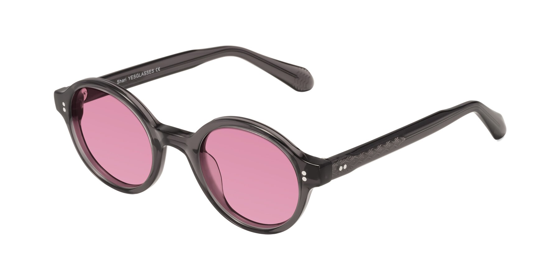 Angle of Shari in Dark Gray with Medium Wine Tinted Lenses