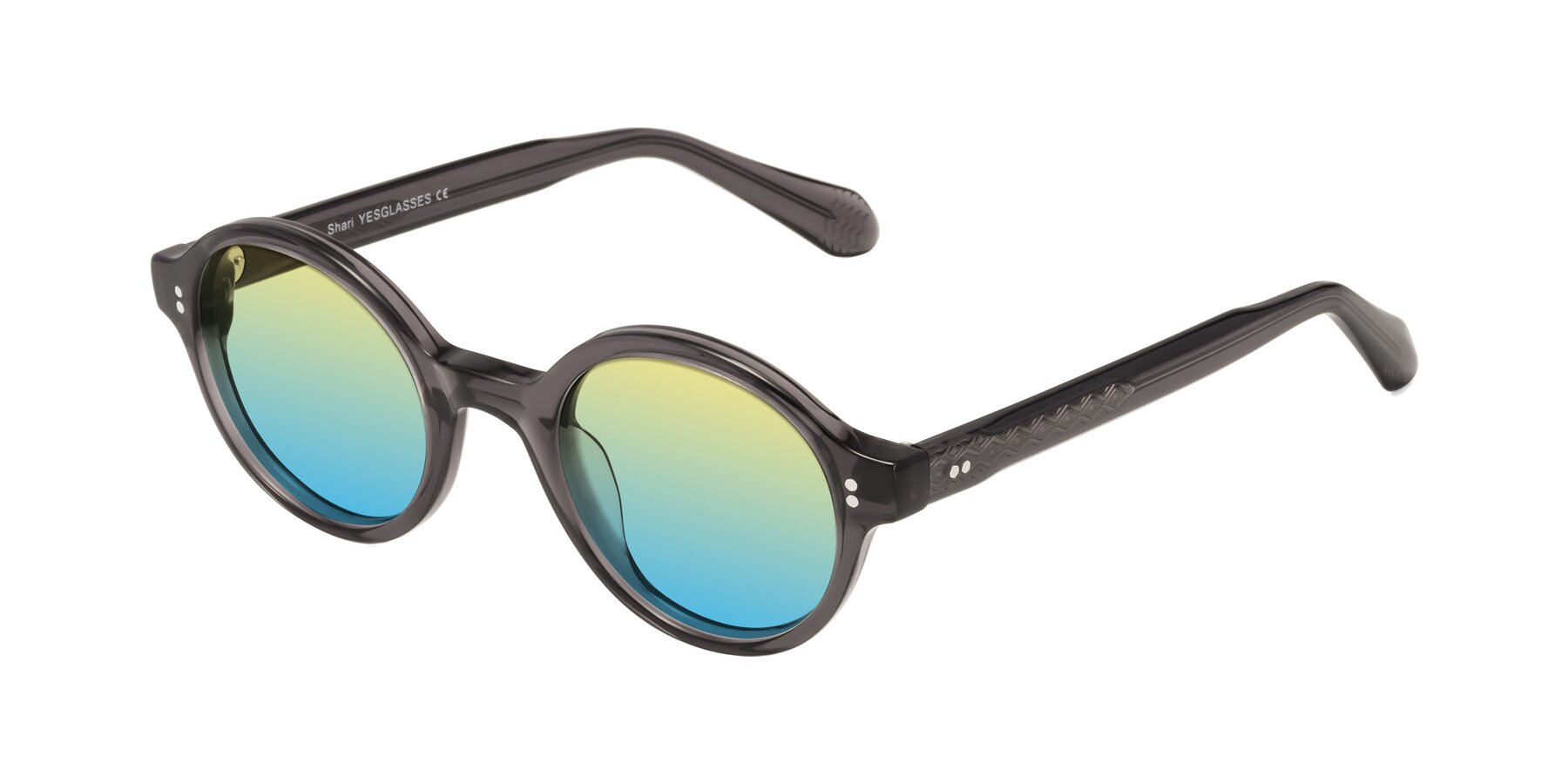 Angle of Shari in Dark Gray with Yellow / Blue Gradient Lenses