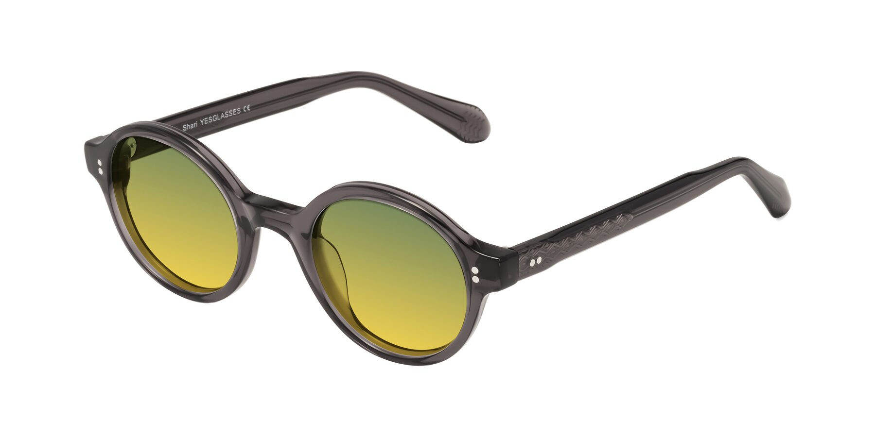 Angle of Shari in Dark Gray with Green / Yellow Gradient Lenses