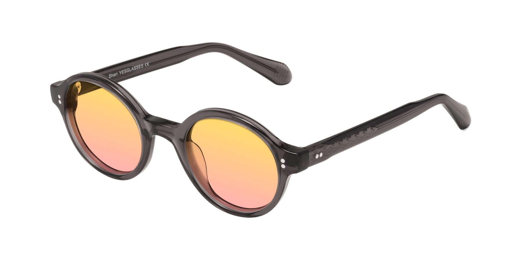 Angle of Shari in Dark Gray with Yellow / Pink Gradient Lenses