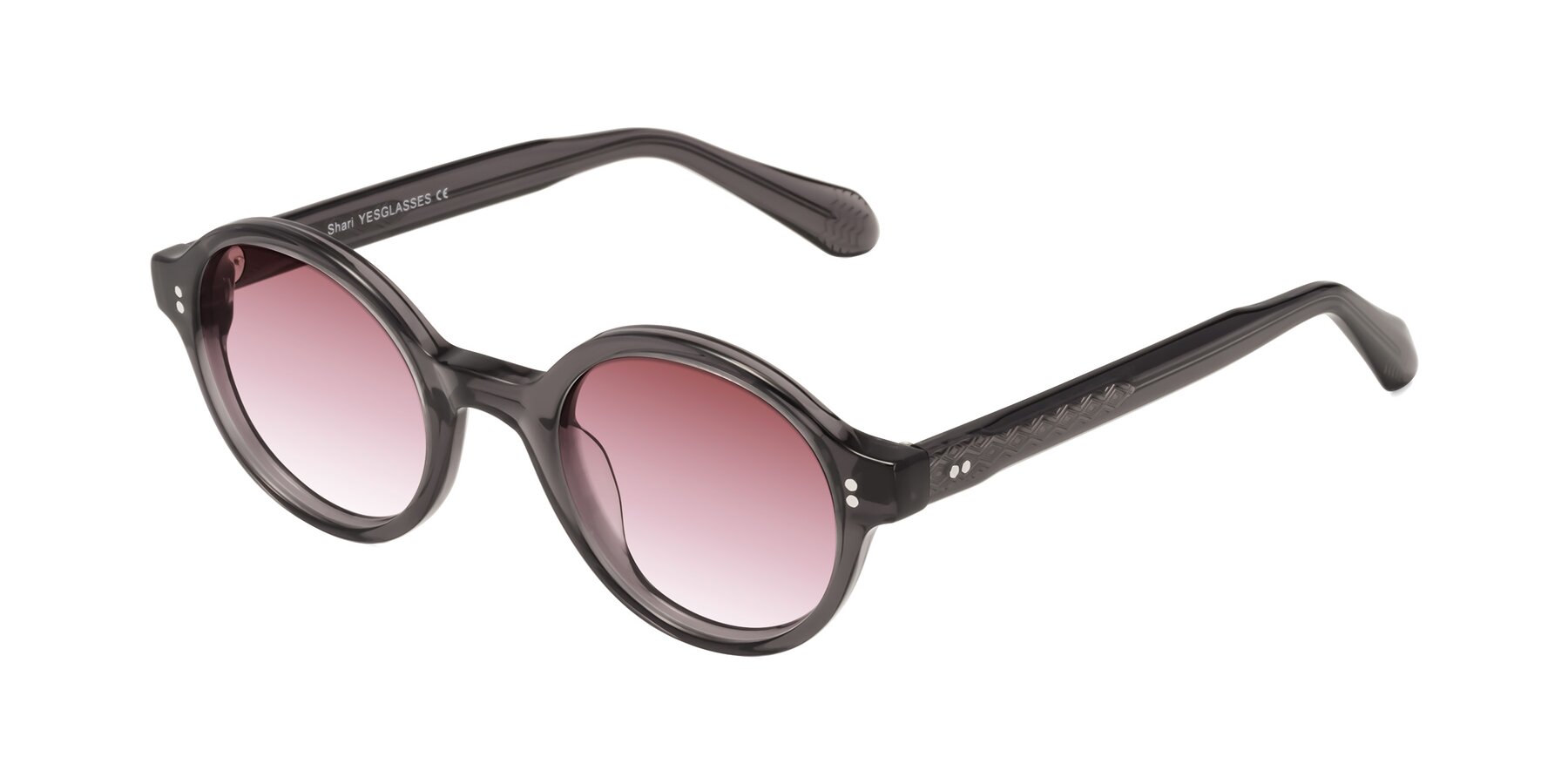 Angle of Shari in Dark Gray with Garnet Gradient Lenses