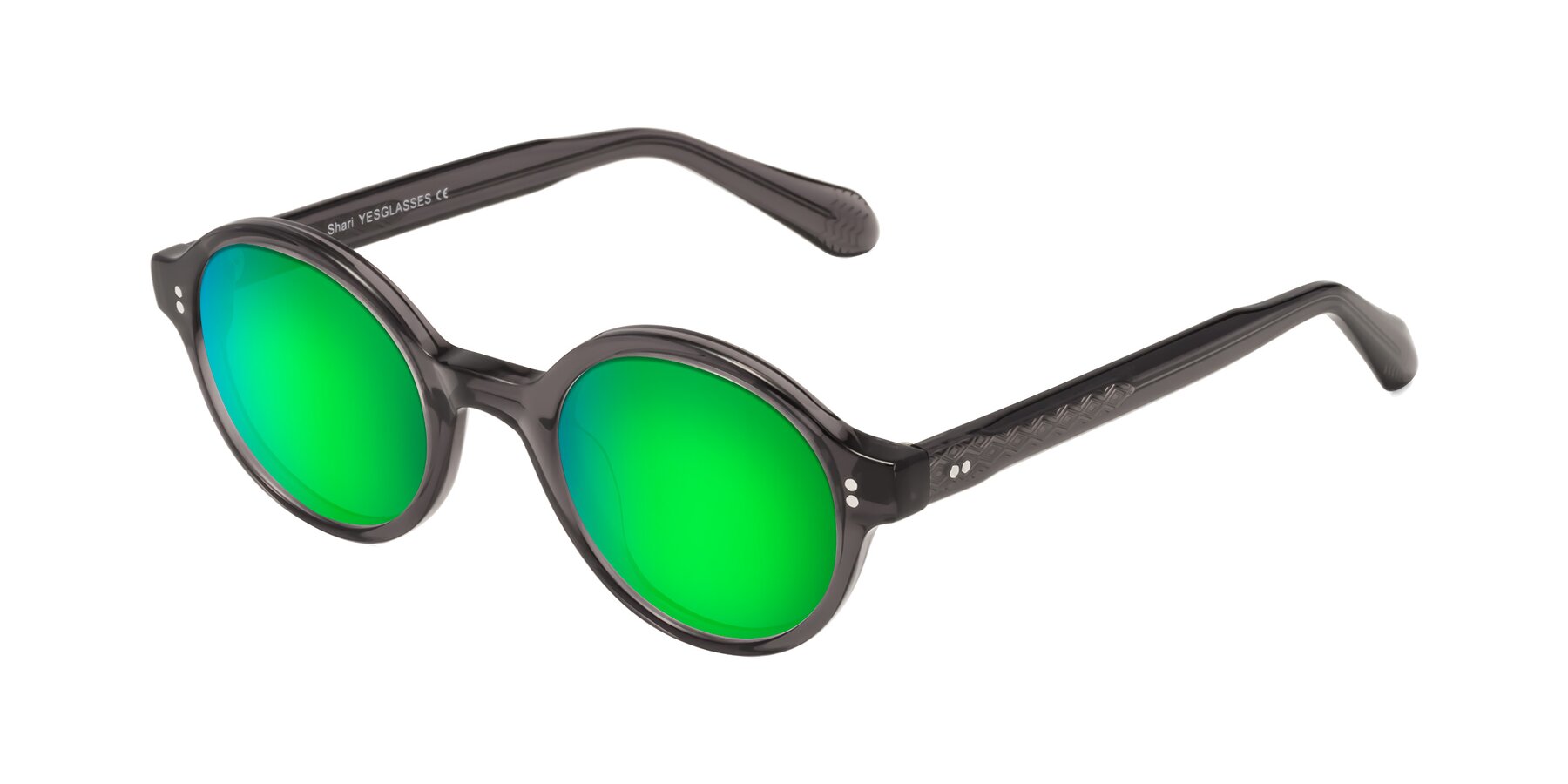 Angle of Shari in Dark Gray with Green Mirrored Lenses