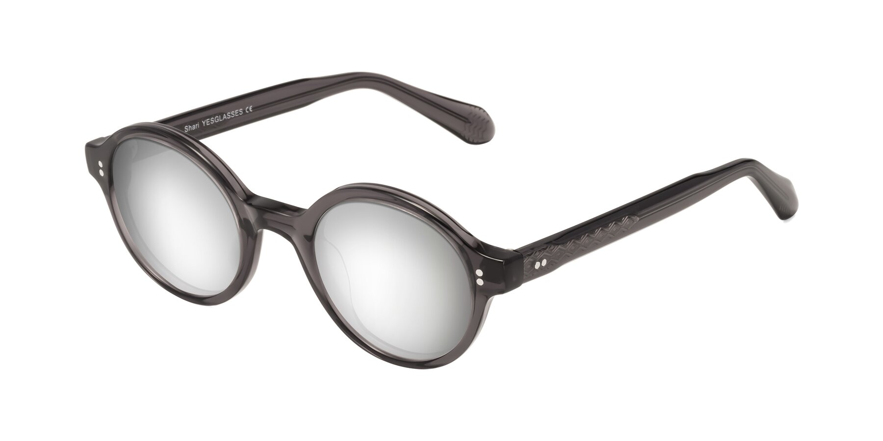 Angle of Shari in Dark Gray with Silver Mirrored Lenses
