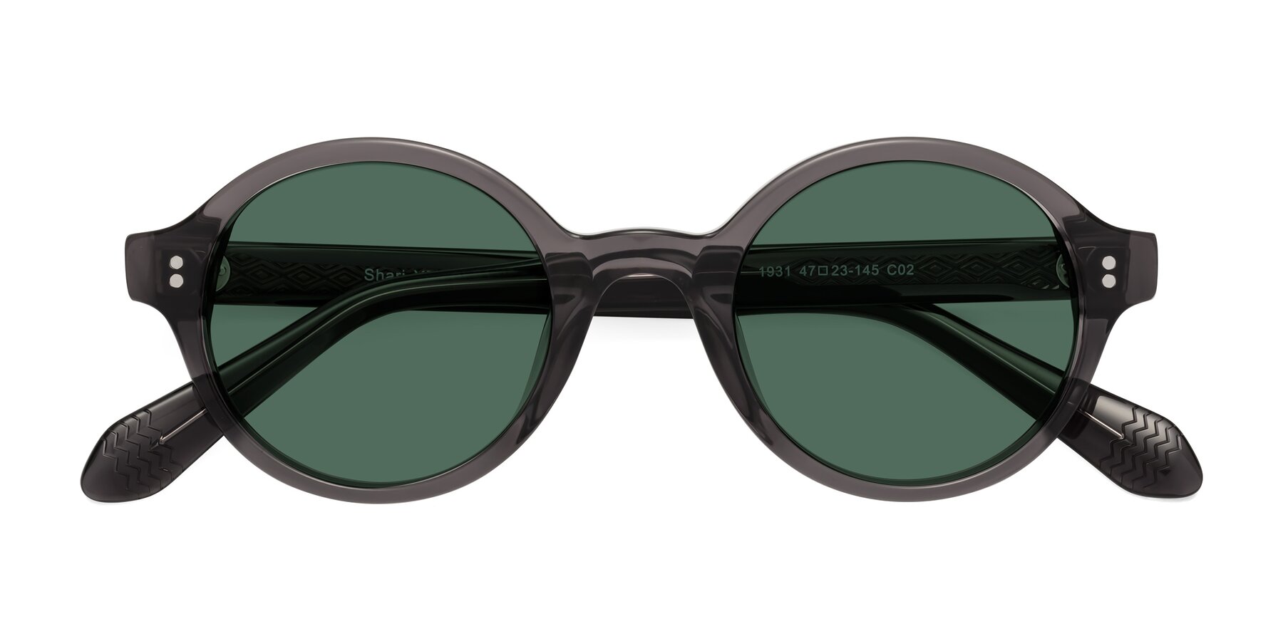 Folded Front of Shari in Dark Gray with Green Polarized Lenses