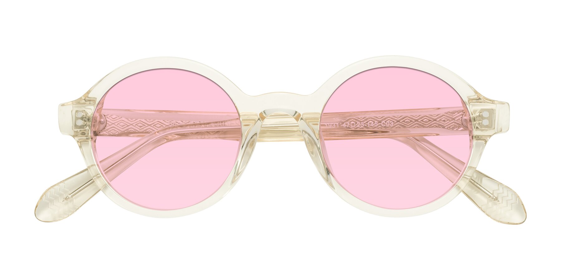 Folded Front of Shari in Champagne with Light Pink Tinted Lenses