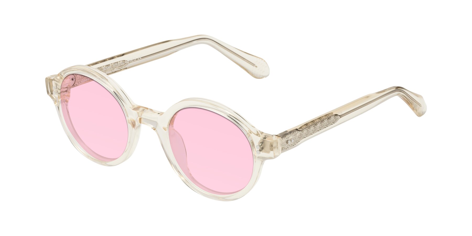 Angle of Shari in Champagne with Light Pink Tinted Lenses