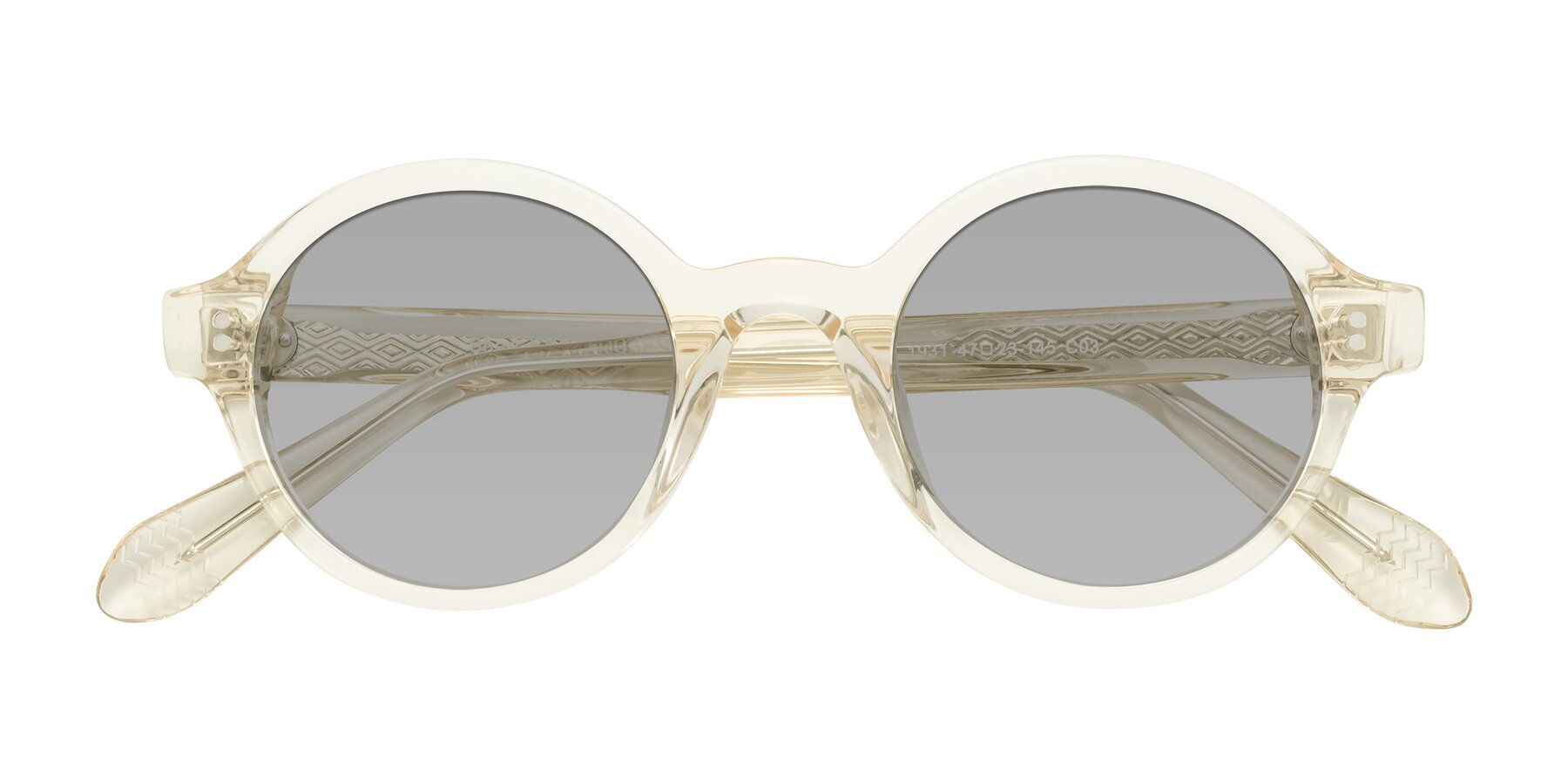 Folded Front of Shari in Champagne with Light Gray Tinted Lenses