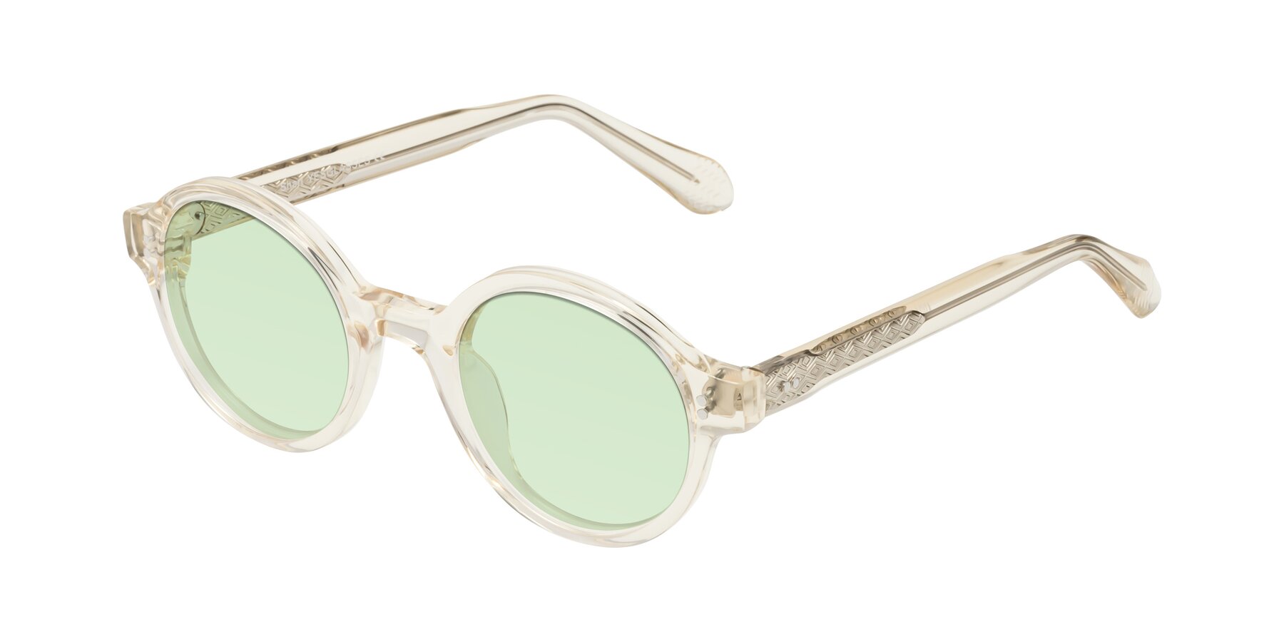 Angle of Shari in Champagne with Light Green Tinted Lenses