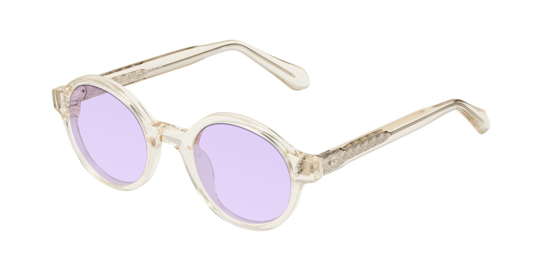 Angle of Shari in Champagne with Light Purple Tinted Lenses