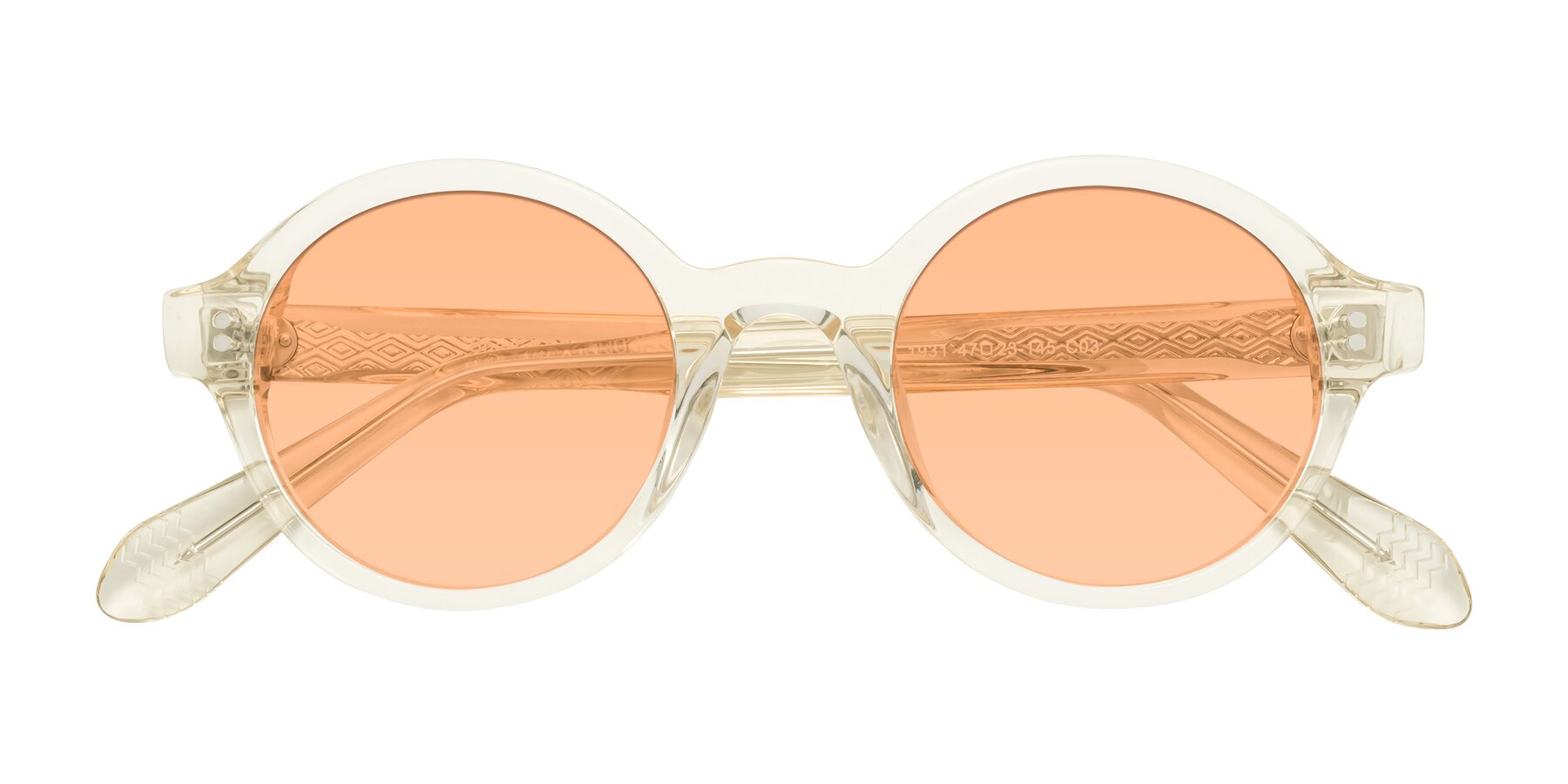 Folded Front of Shari in Champagne with Light Orange Tinted Lenses