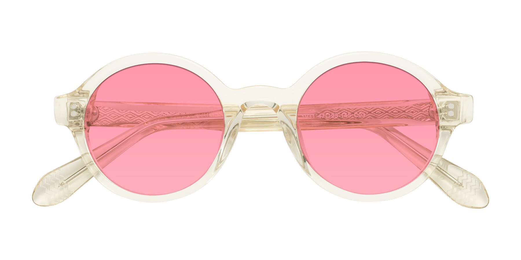 Folded Front of Shari in Champagne with Pink Tinted Lenses