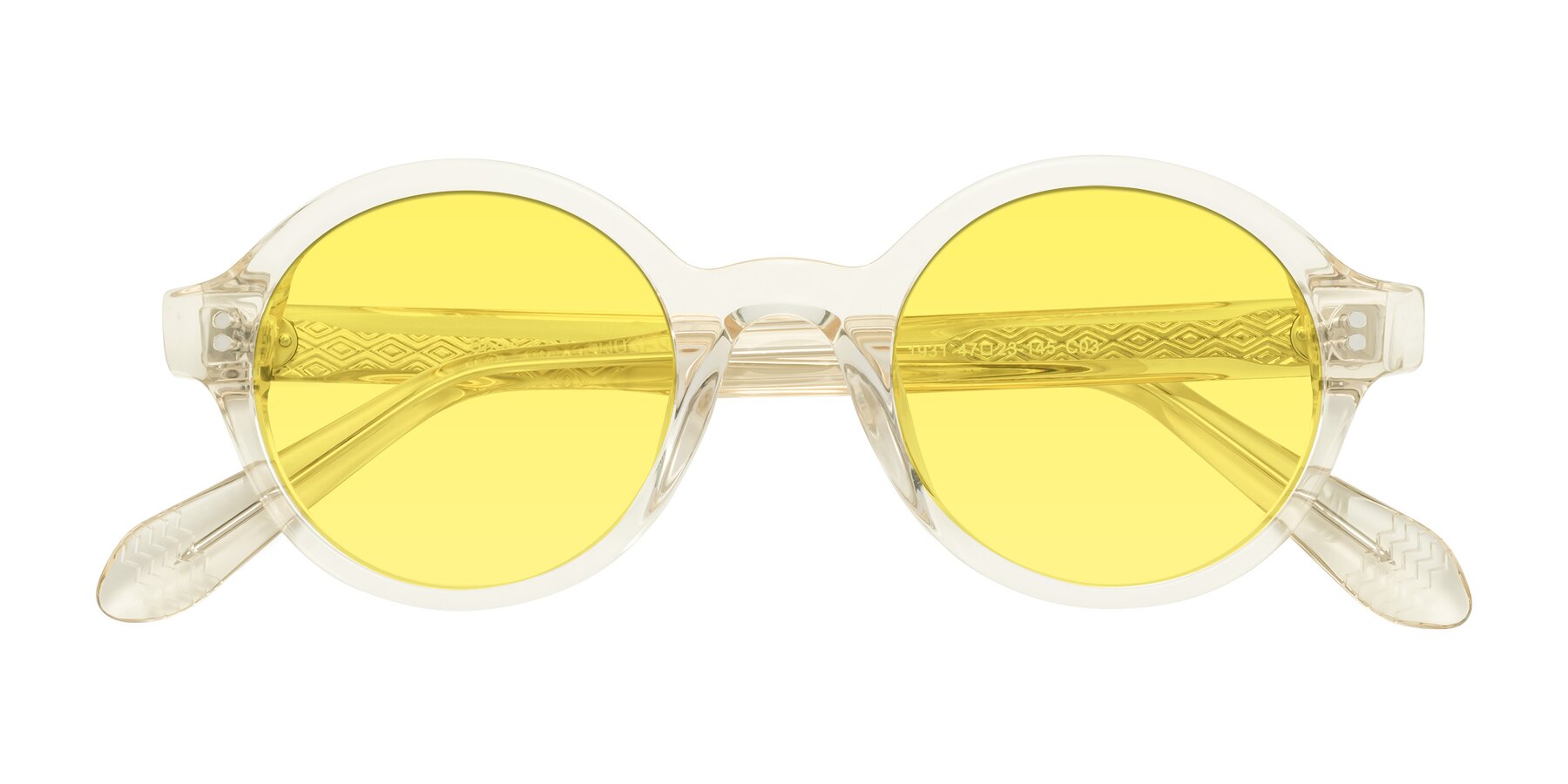 Folded Front of Shari in Champagne with Medium Yellow Tinted Lenses