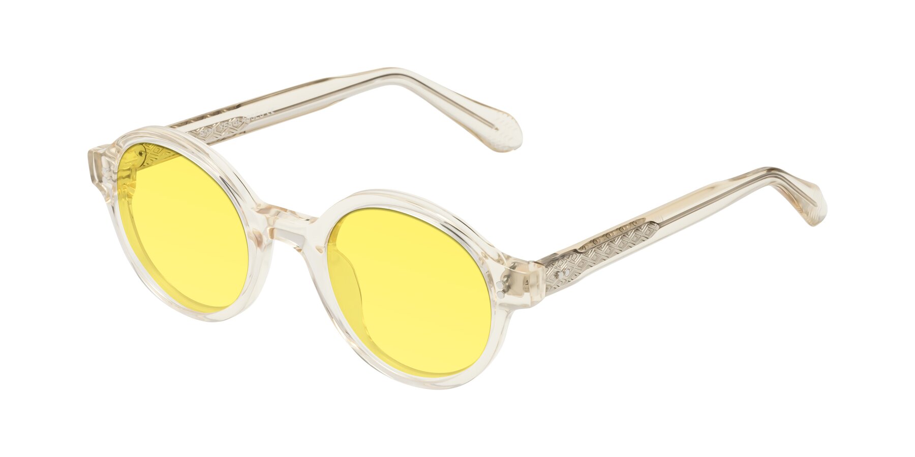 Angle of Shari in Champagne with Medium Yellow Tinted Lenses