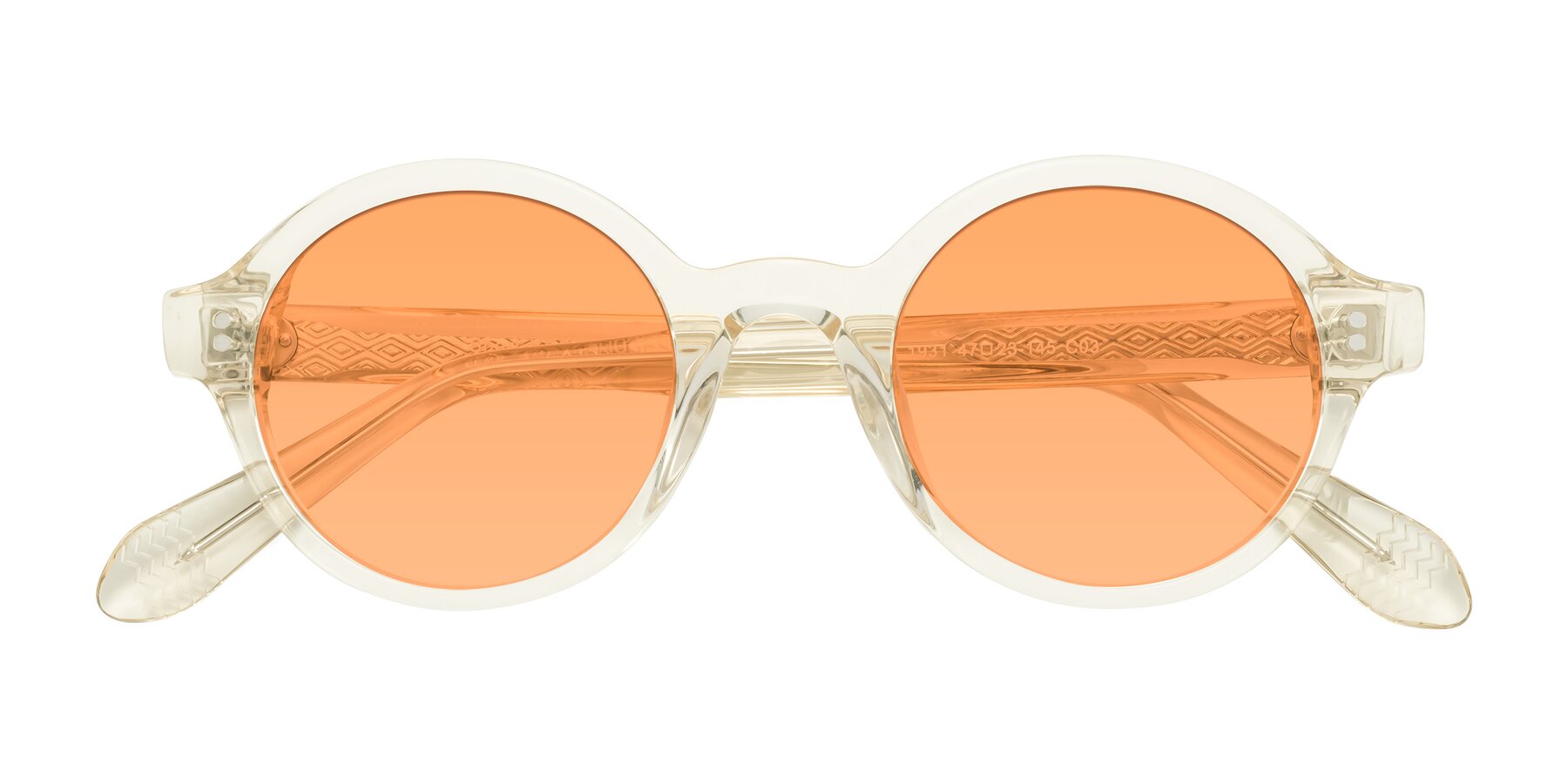 Folded Front of Shari in Champagne with Medium Orange Tinted Lenses