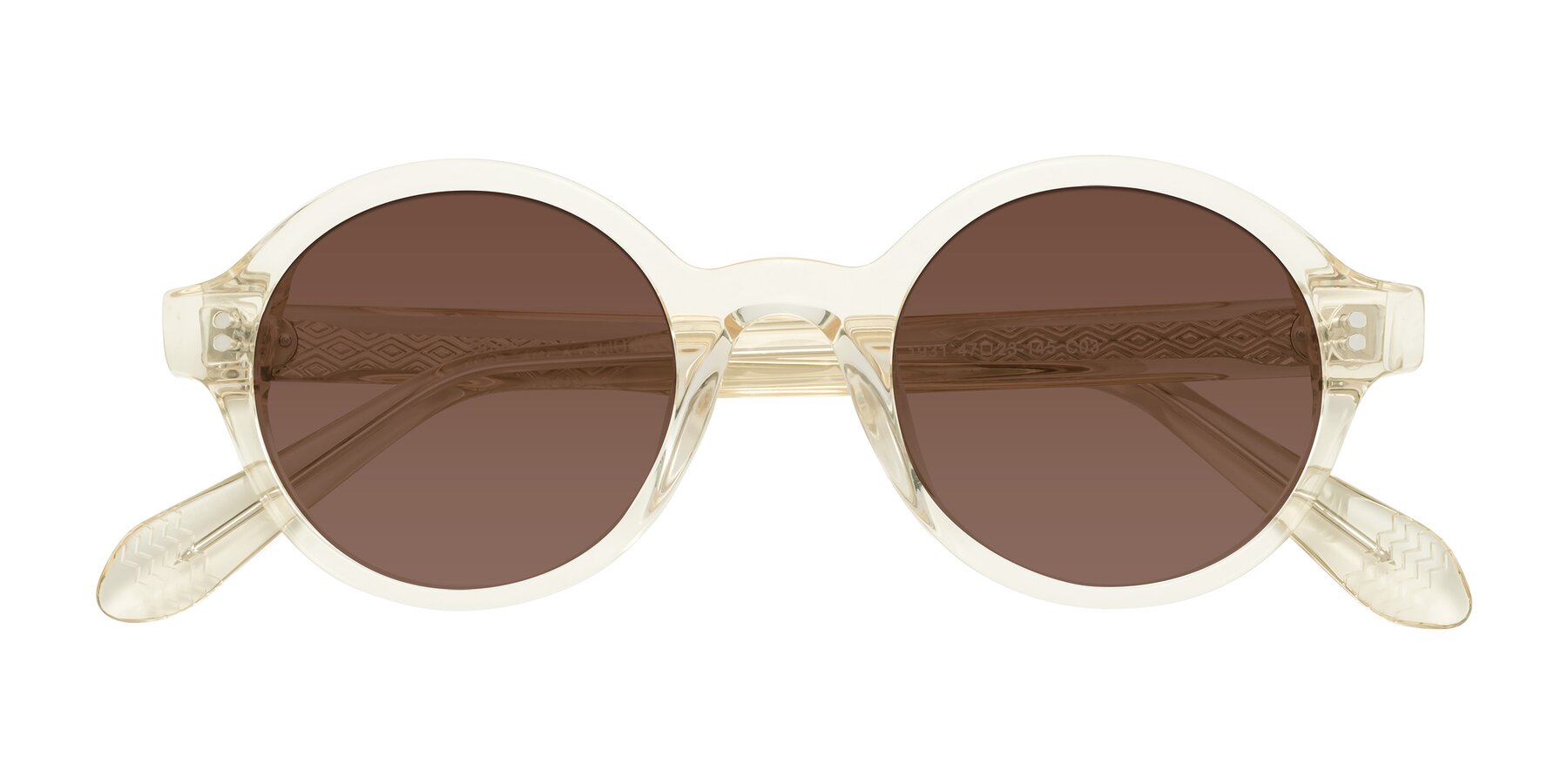 Folded Front of Shari in Champagne with Brown Tinted Lenses