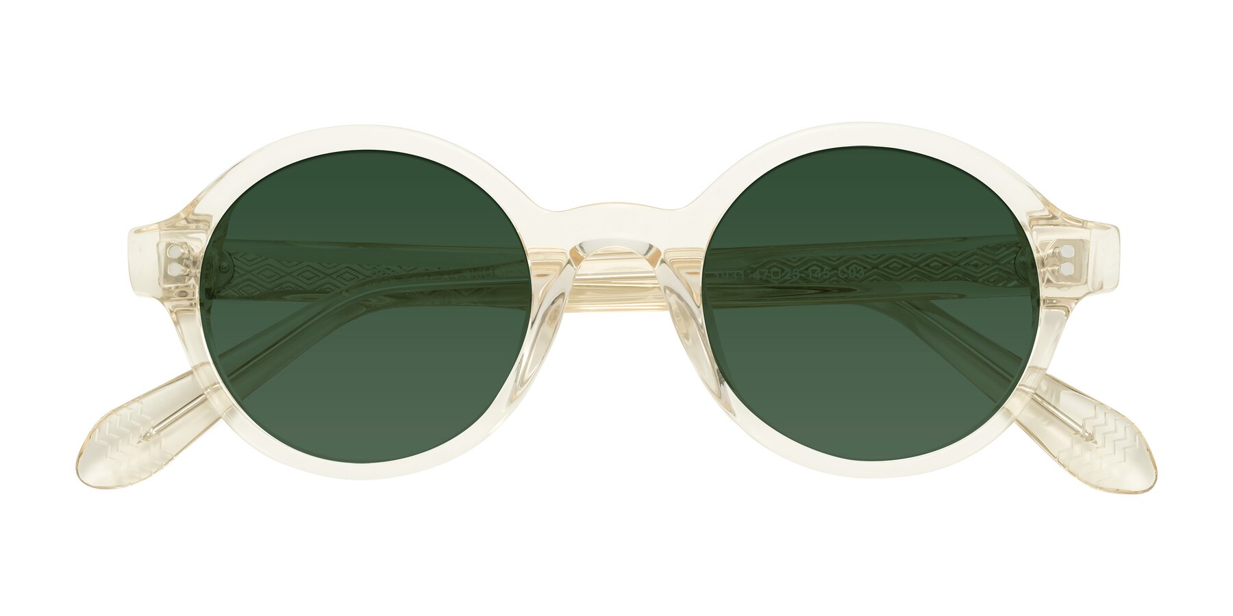 Folded Front of Shari in Champagne with Green Tinted Lenses