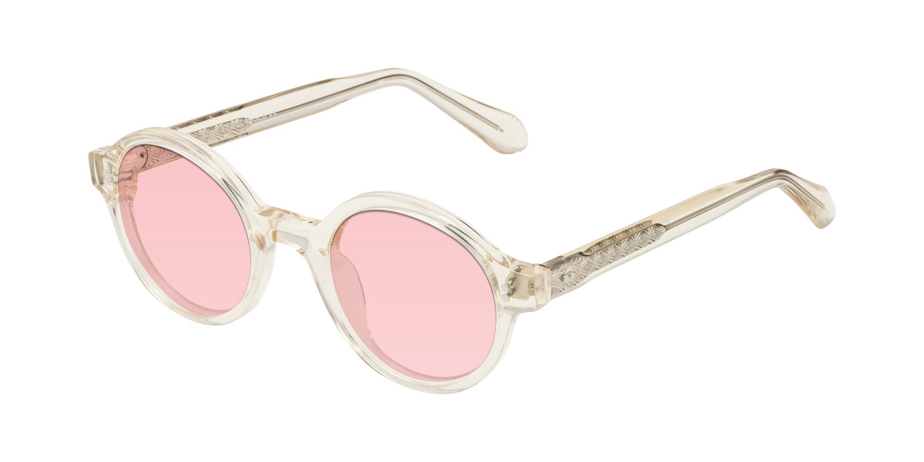 Angle of Shari in Champagne with Light Garnet Tinted Lenses