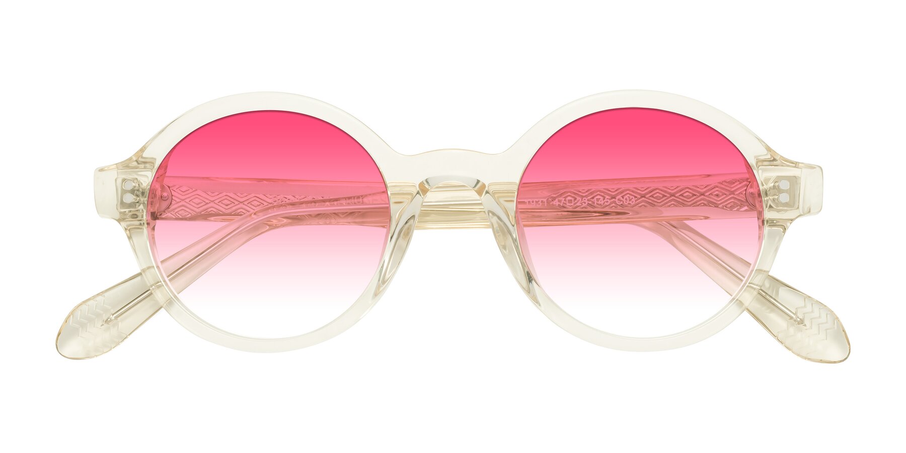 Folded Front of Shari in Champagne with Pink Gradient Lenses