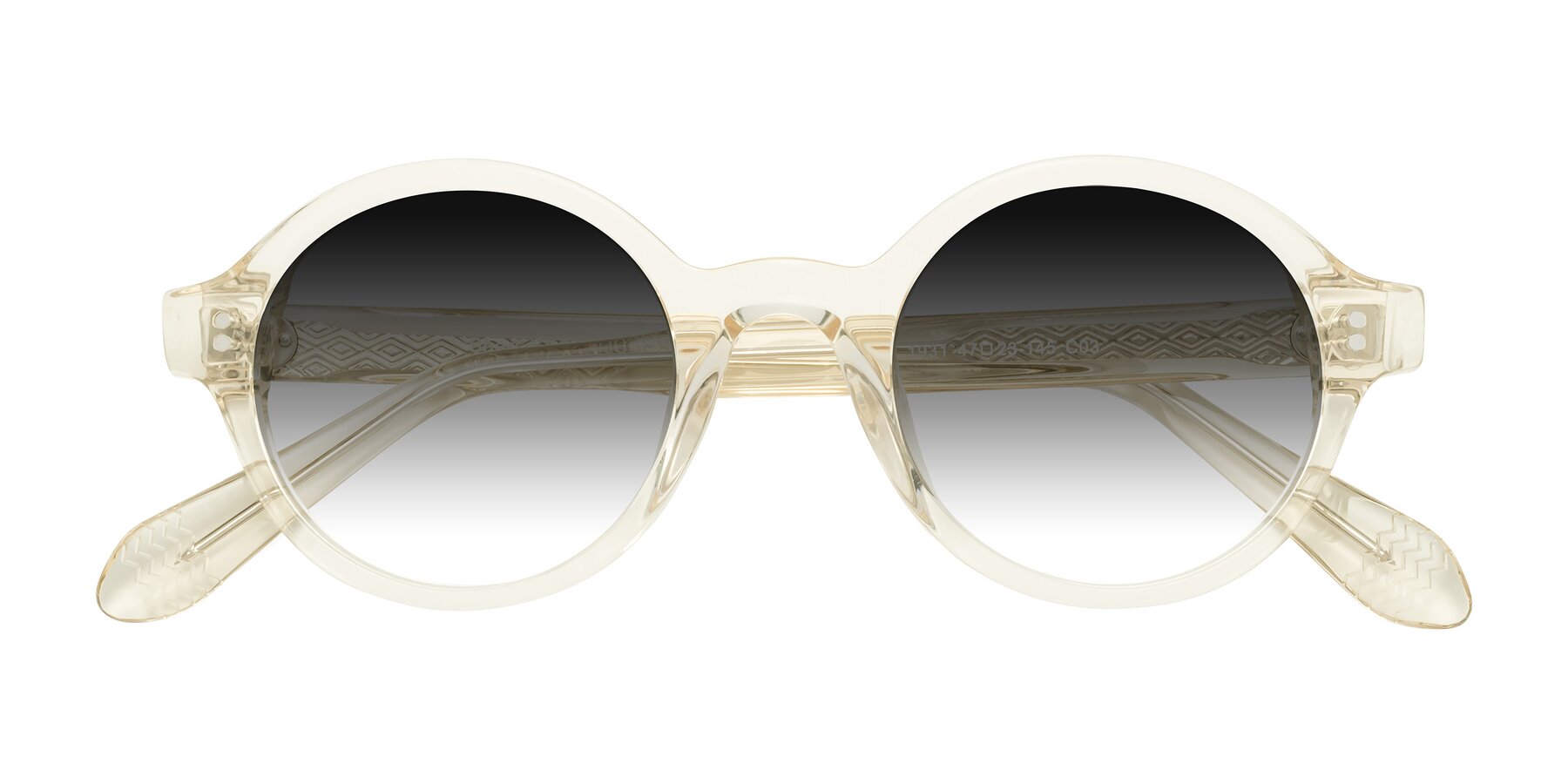 Folded Front of Shari in Champagne with Gray Gradient Lenses
