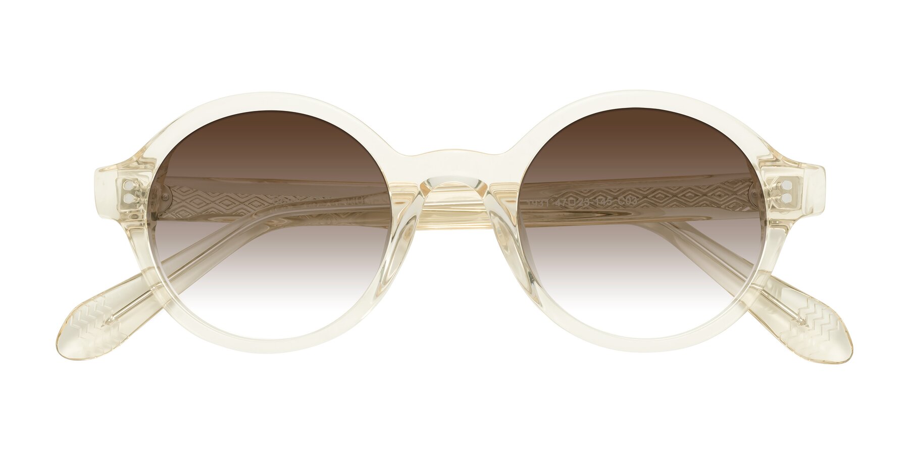 Folded Front of Shari in Champagne with Brown Gradient Lenses