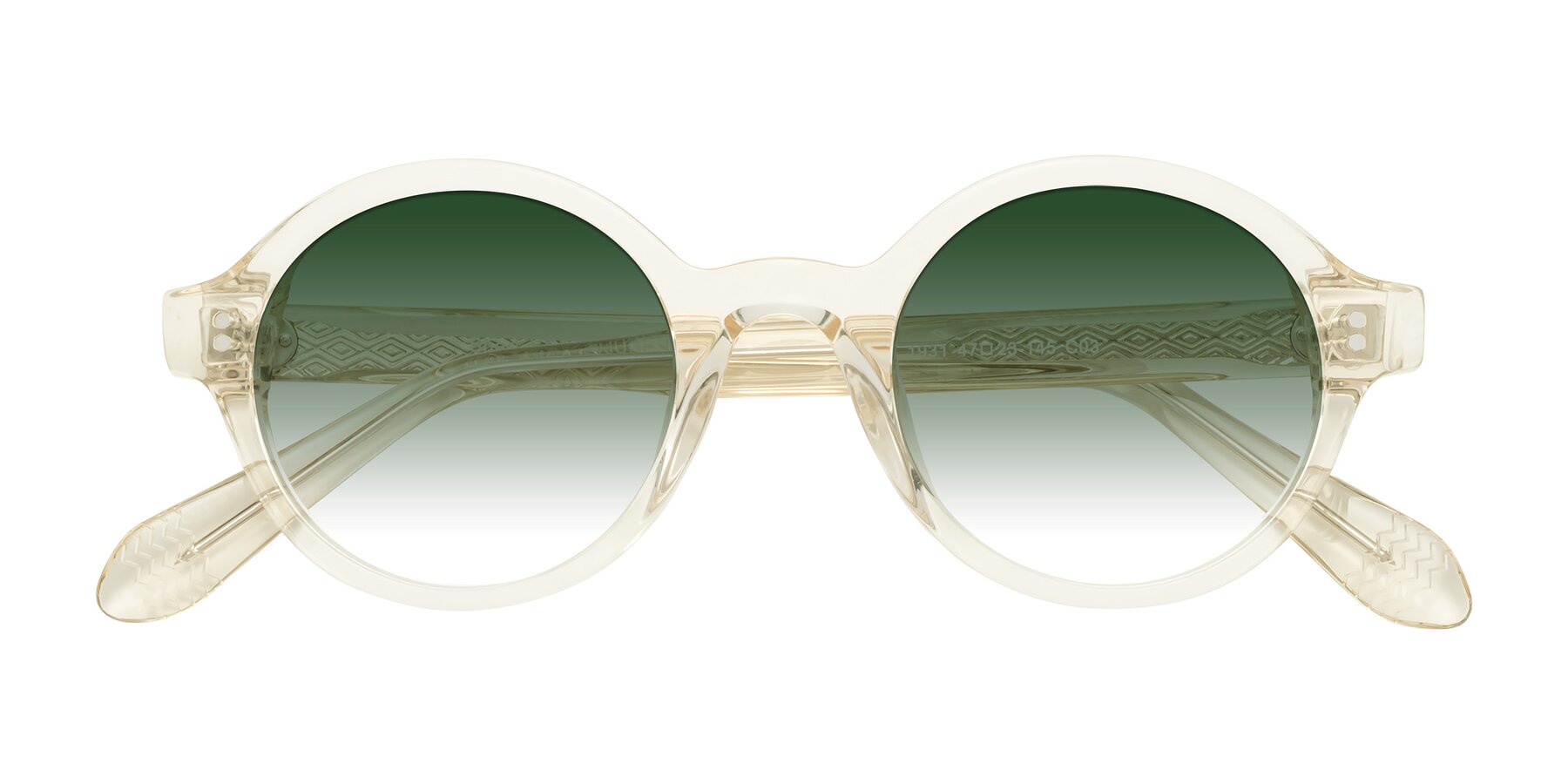 Folded Front of Shari in Champagne with Green Gradient Lenses