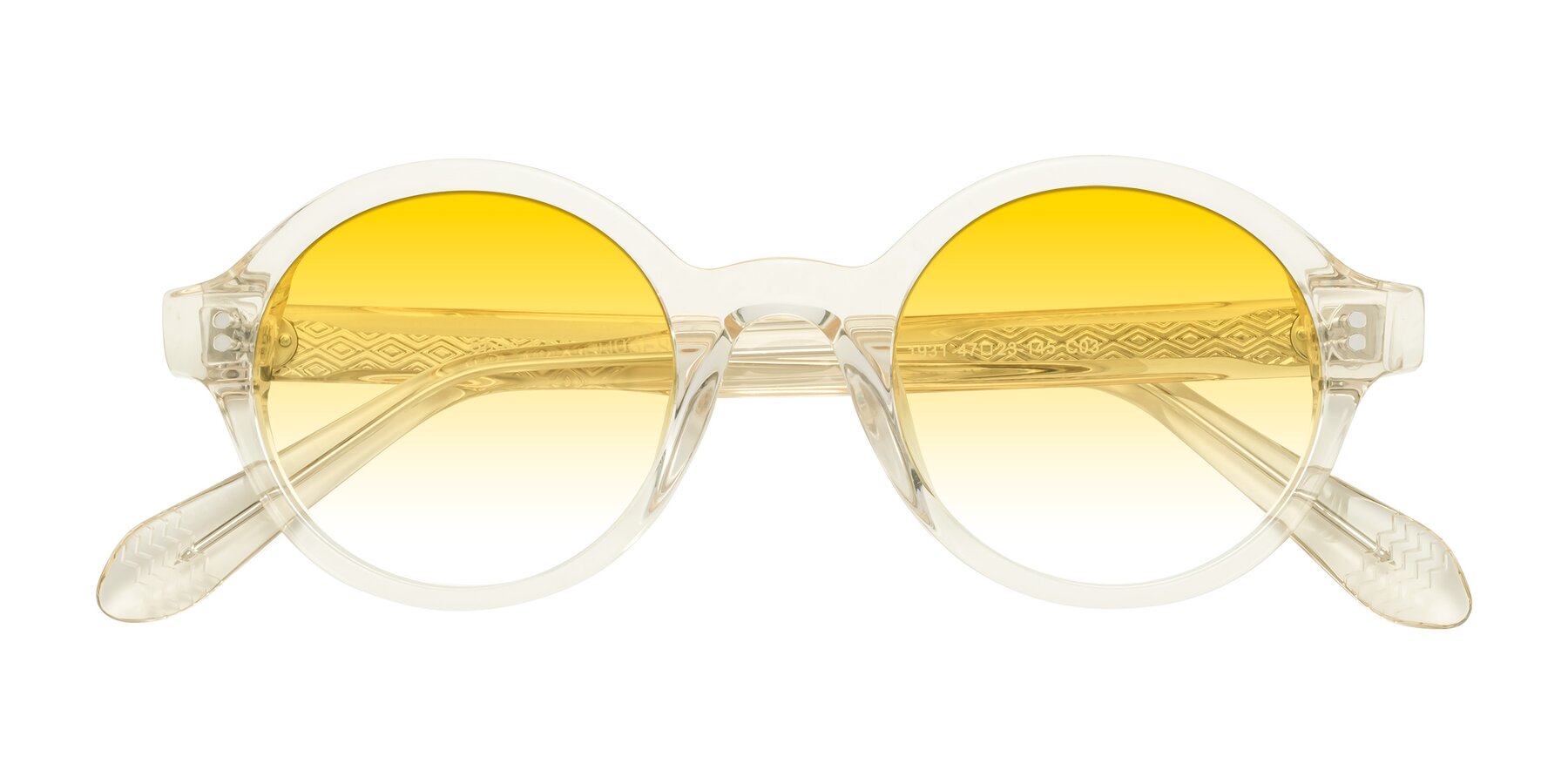 Folded Front of Shari in Champagne with Yellow Gradient Lenses