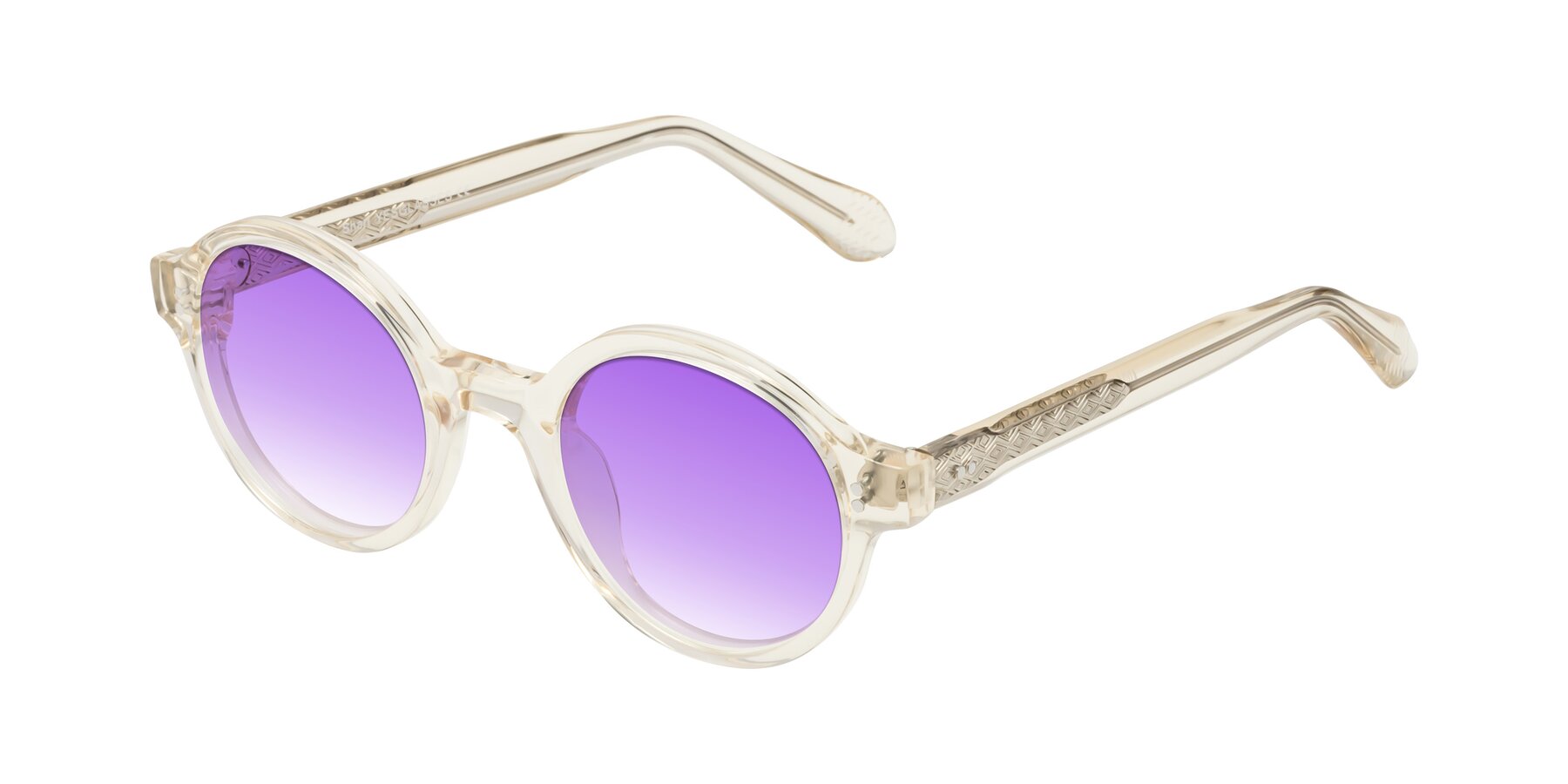 Angle of Shari in Champagne with Purple Gradient Lenses