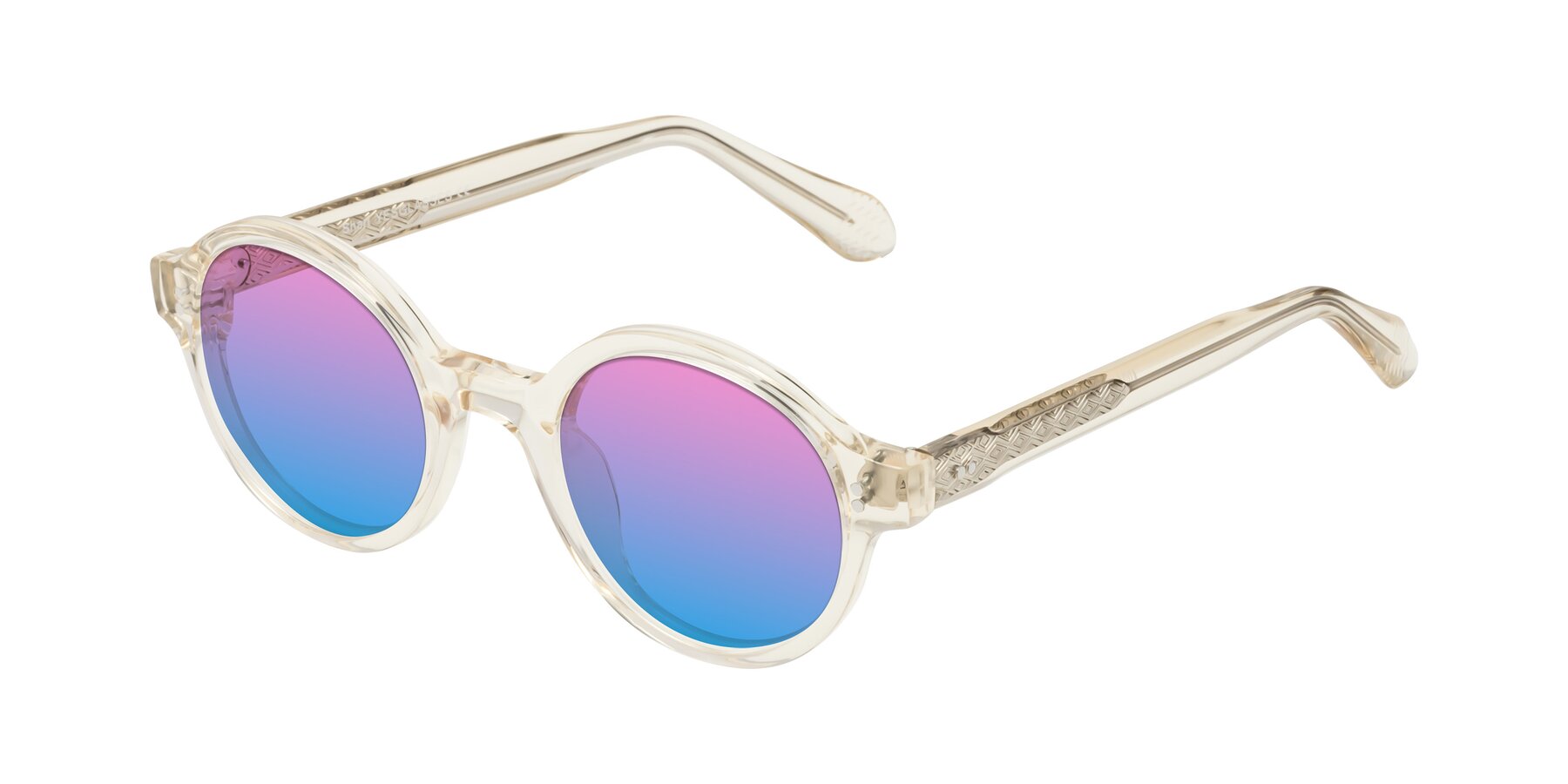 Angle of Shari in Champagne with Pink / Blue Gradient Lenses