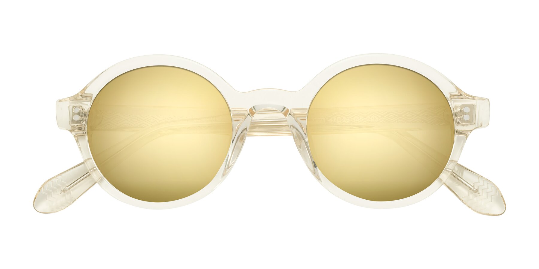 Folded Front of Shari in Champagne with Gold Mirrored Lenses