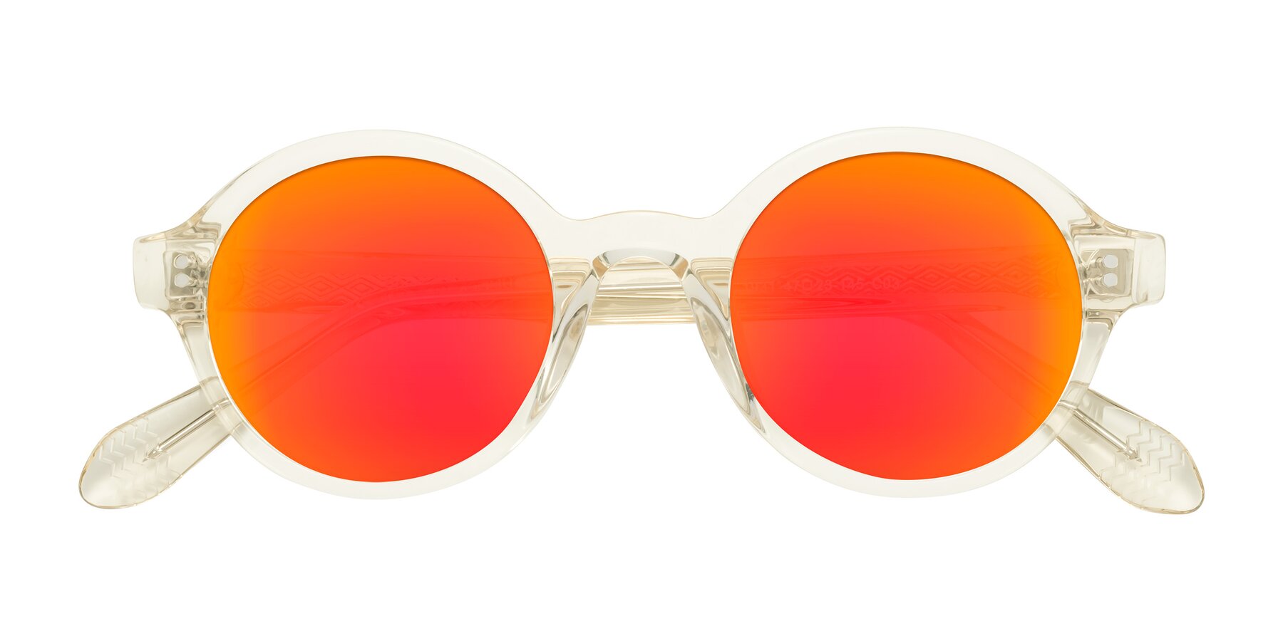 Folded Front of Shari in Champagne with Red Gold Mirrored Lenses