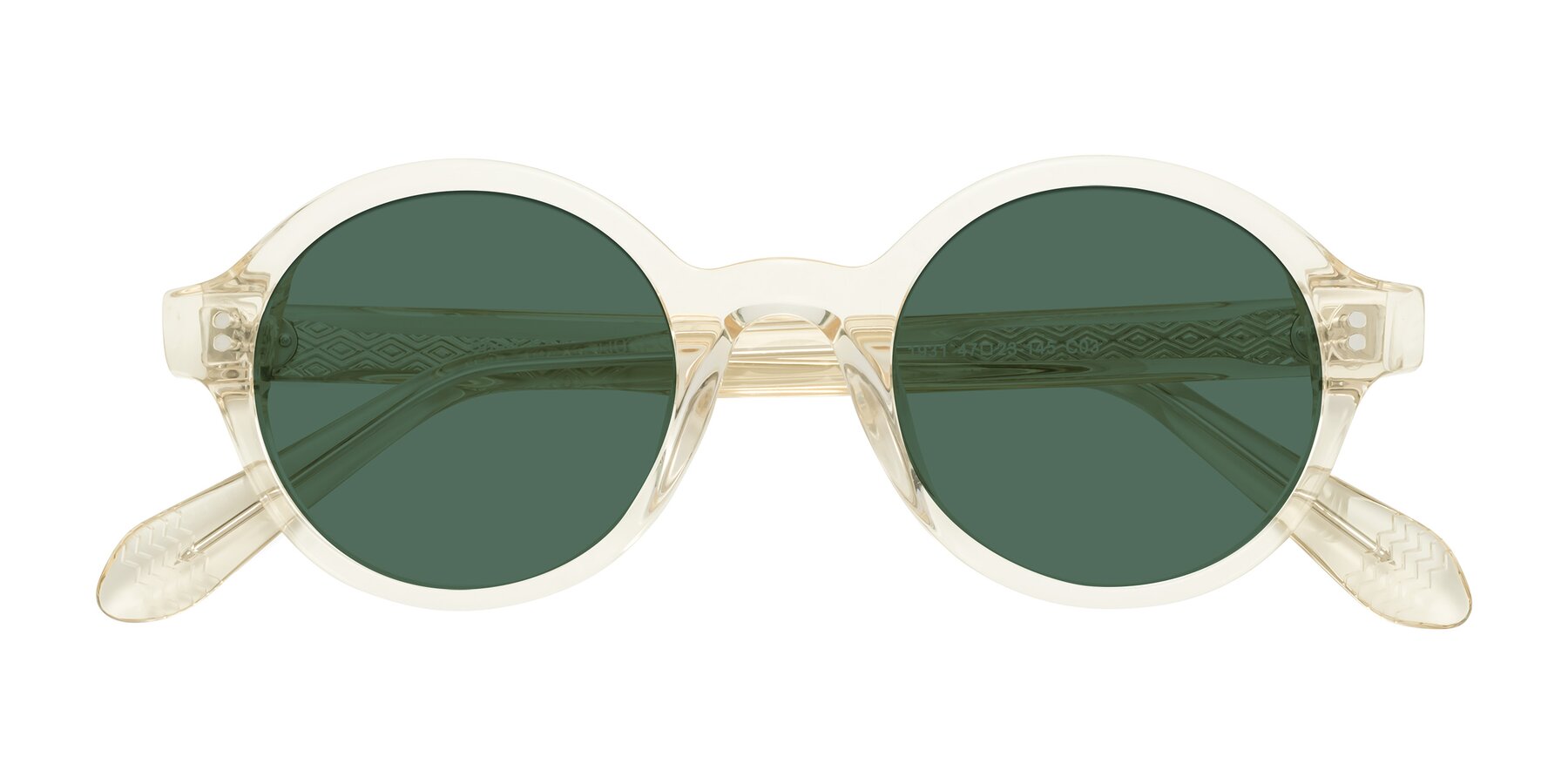 Folded Front of Shari in Champagne with Green Polarized Lenses