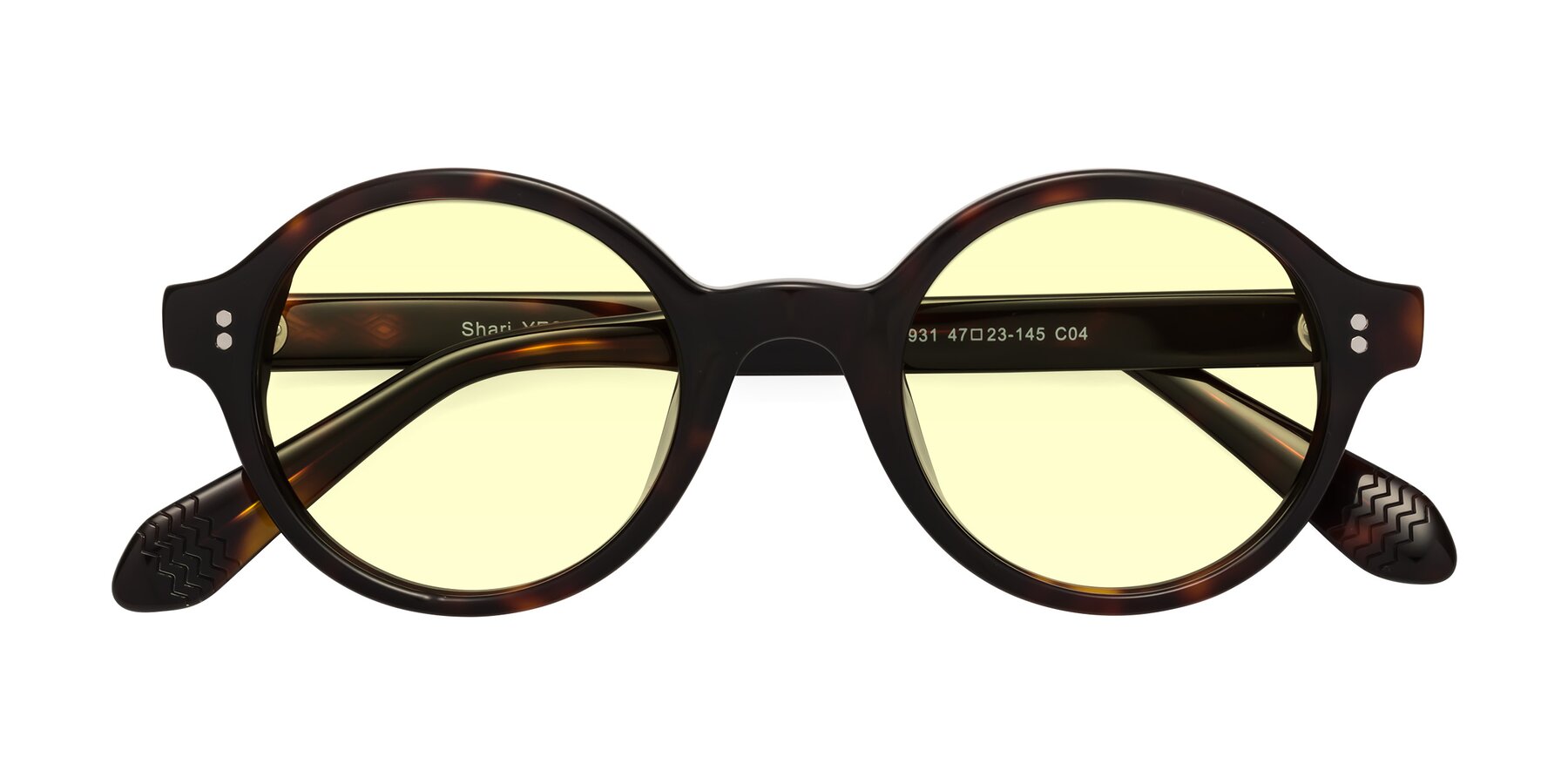 Folded Front of Shari in Dark Tortoise with Light Yellow Tinted Lenses